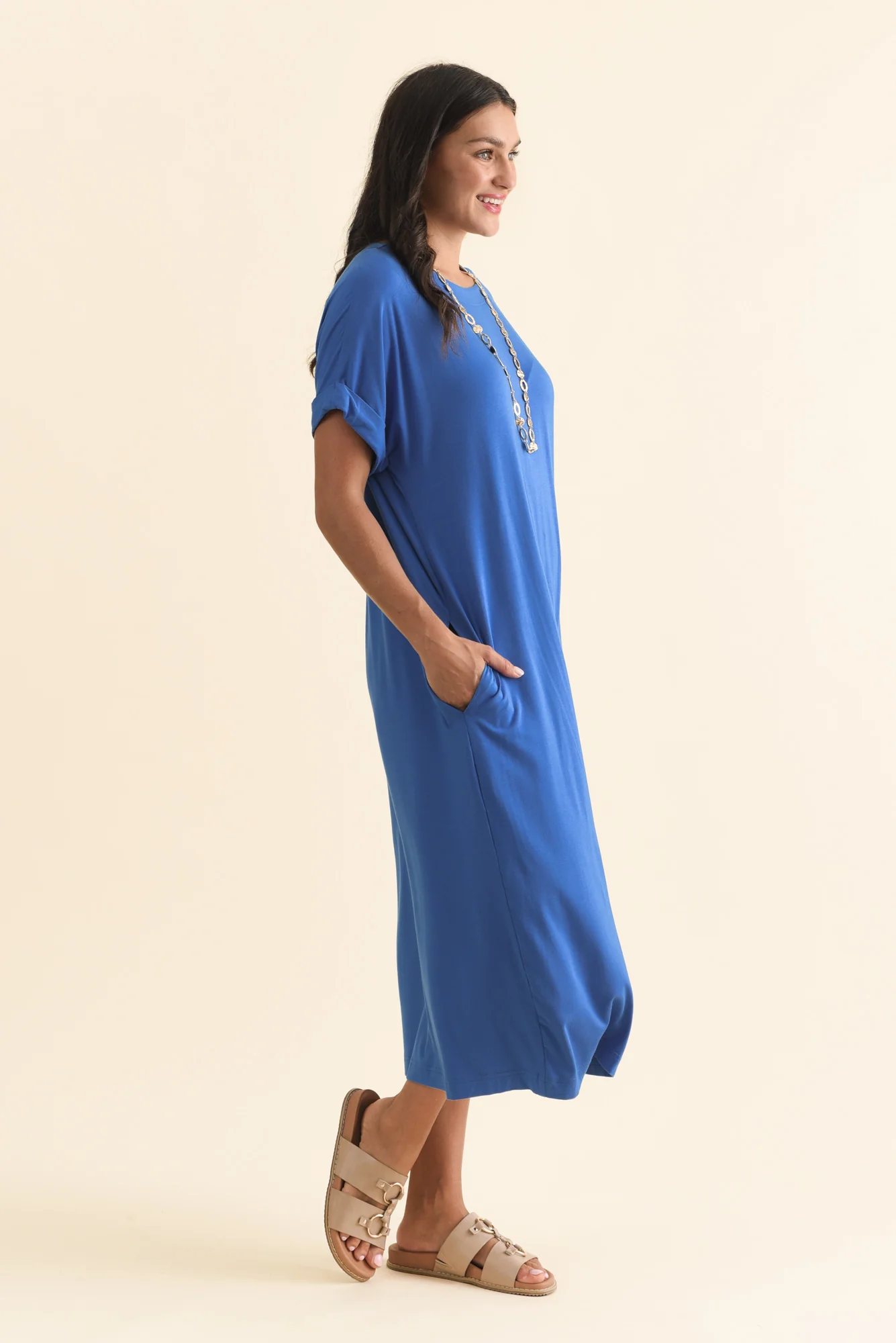 Monica Blue Bamboo Dress - Image 4