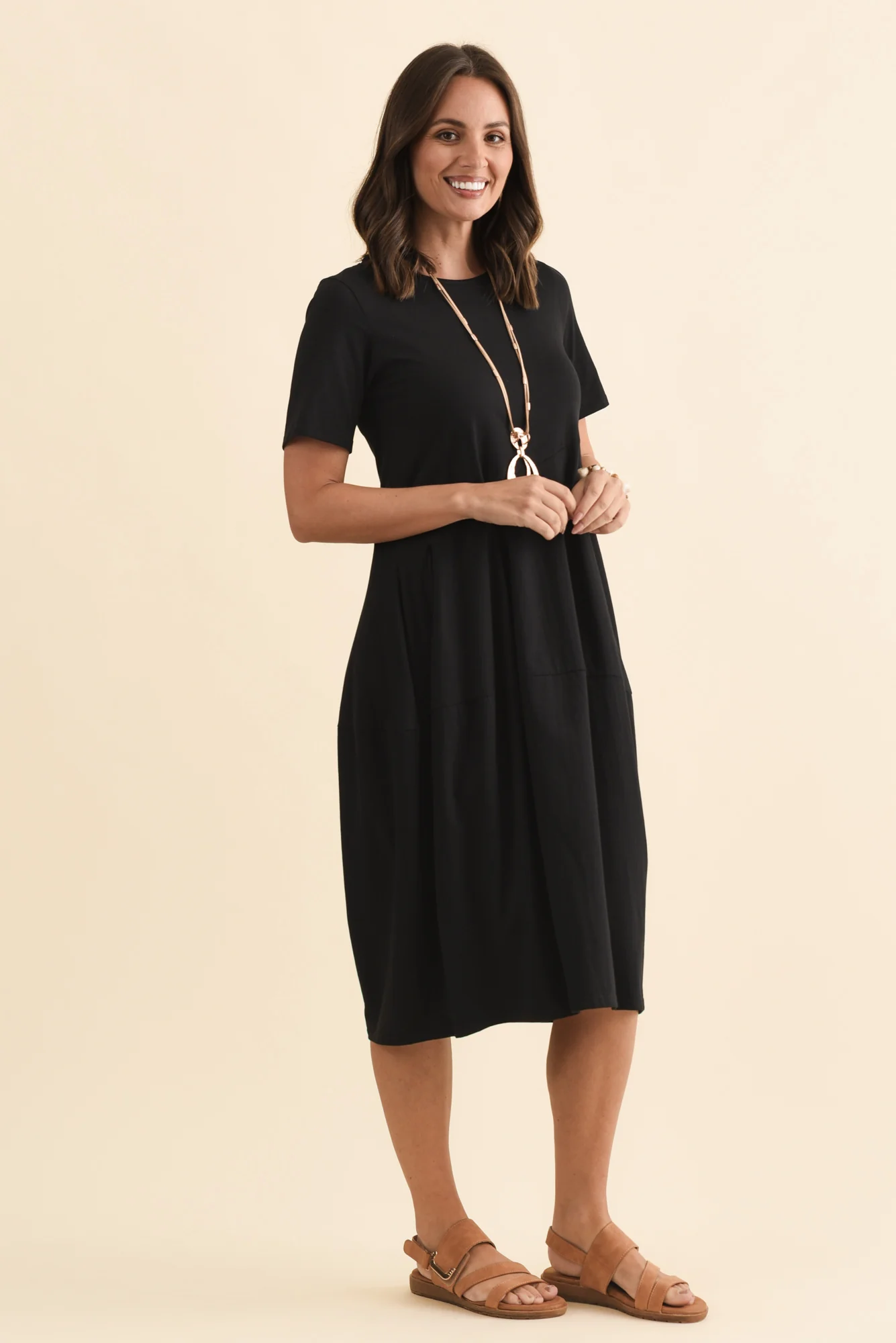 Morgan Black Diagonal Seam Dress - Image 4