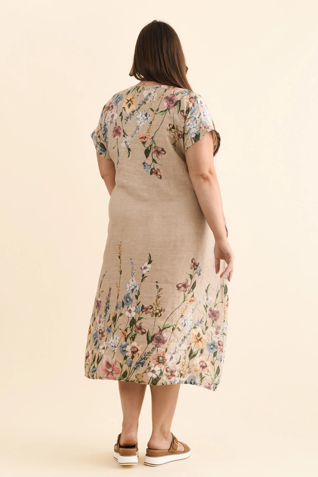 Morrison Beige Floral Linen Pocket Dress - Image 10