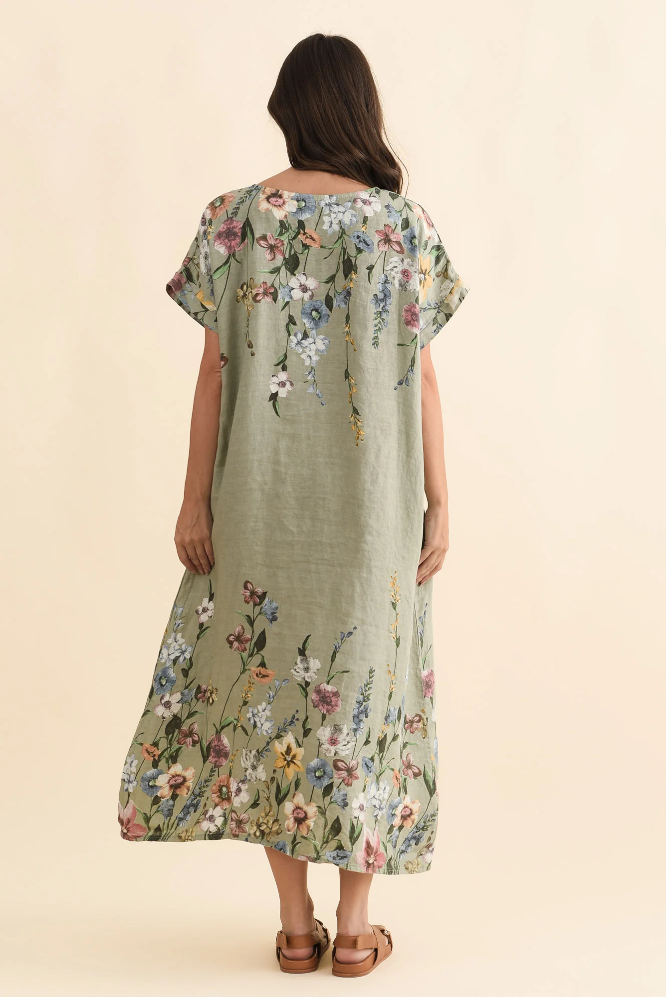 Morrison Sage Floral Linen Pocket Dress - Image 5