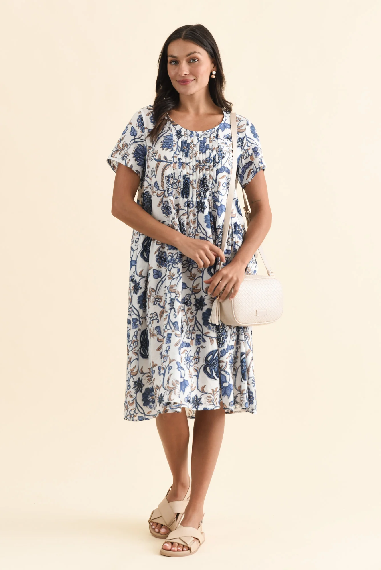 Murano Blue Botanical Cotton Dress - Image 2