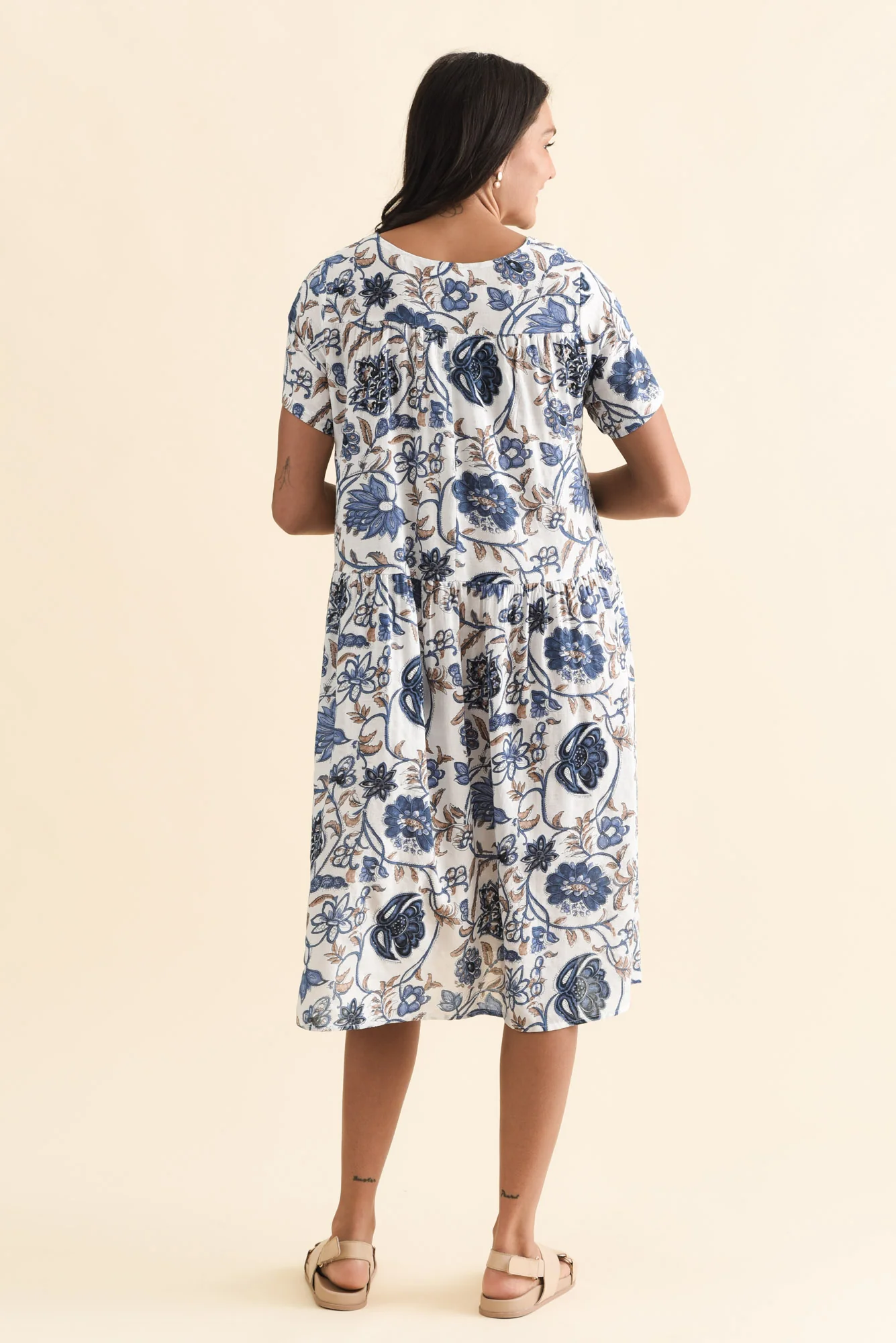 Murano Blue Botanical Cotton Dress - Image 5