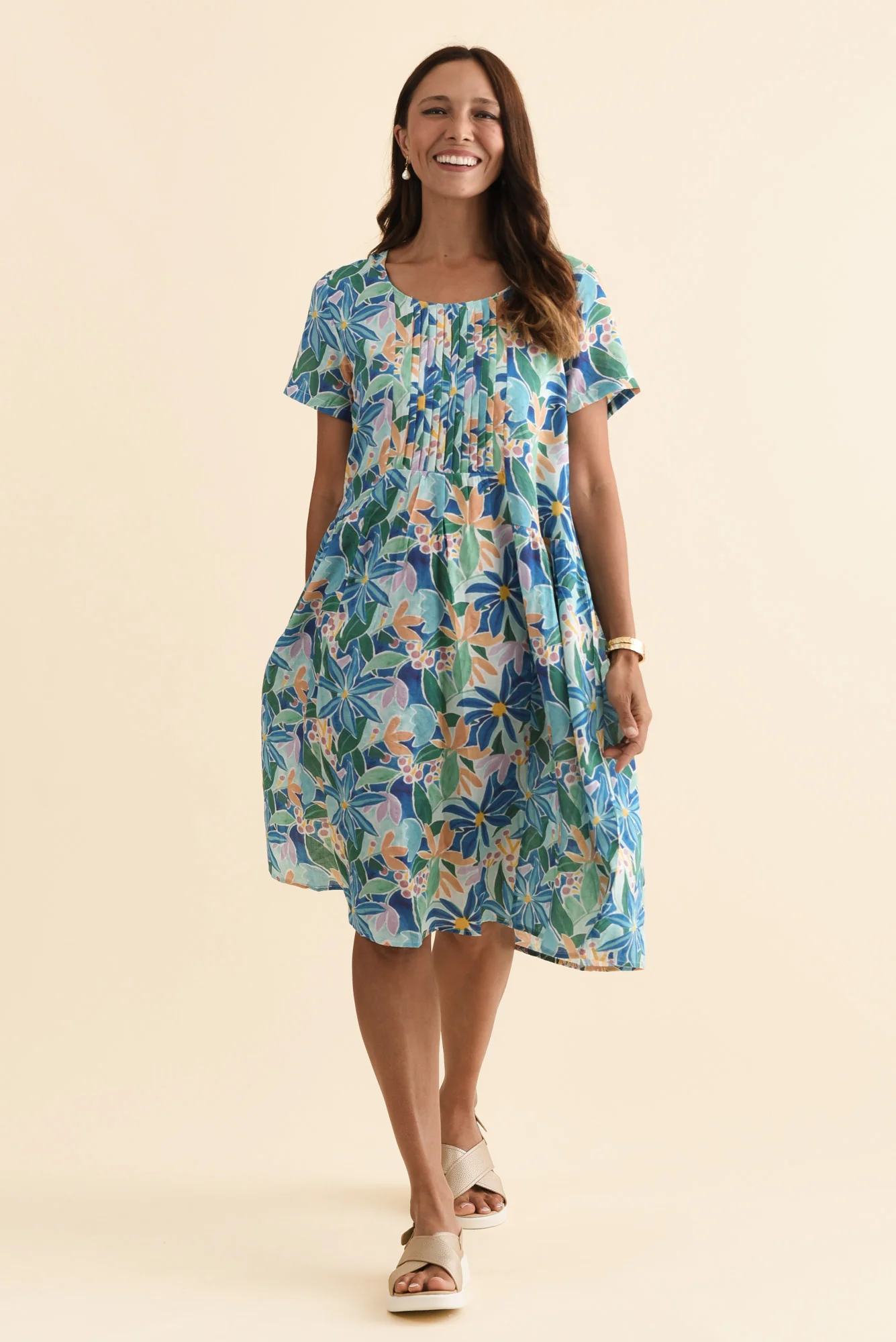 Murano Blue Floral Cotton Dress