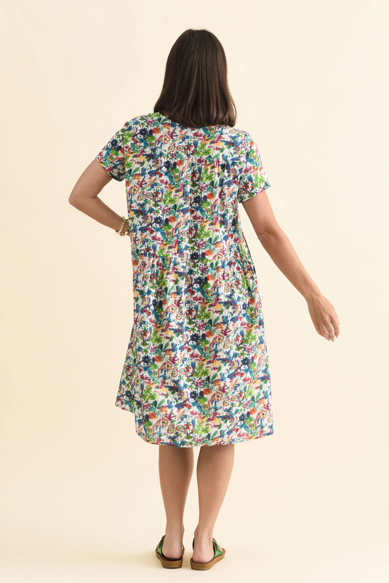 Murano Green Floral Cotton Dress - Image 4