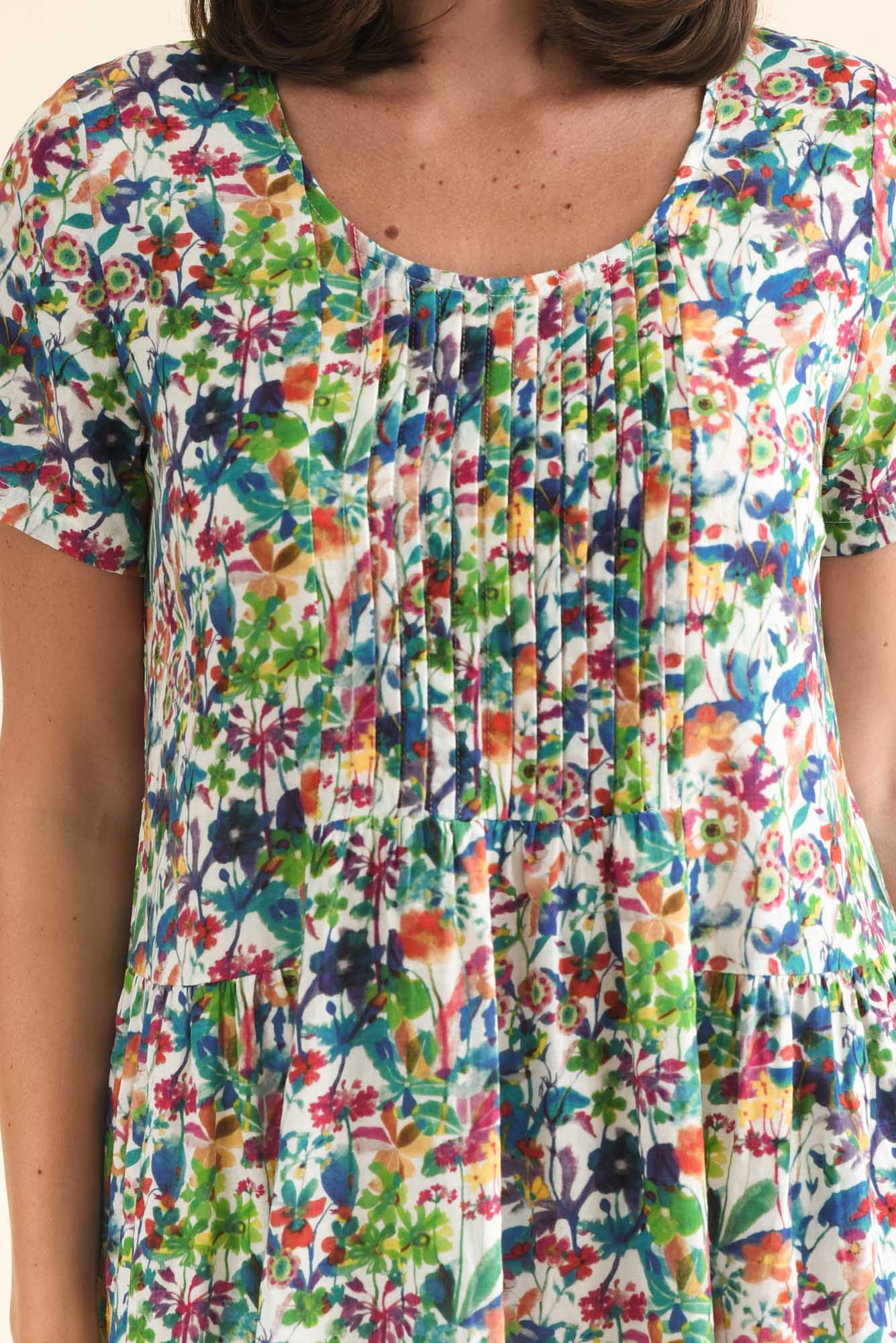 Murano Green Floral Cotton Dress - Image 5