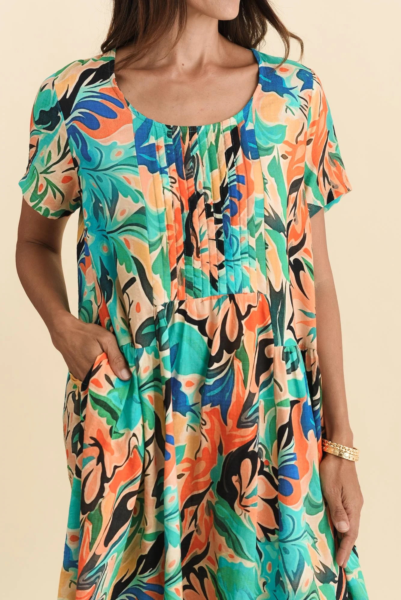 Murano Green Garden Cotton Dress - Image 6