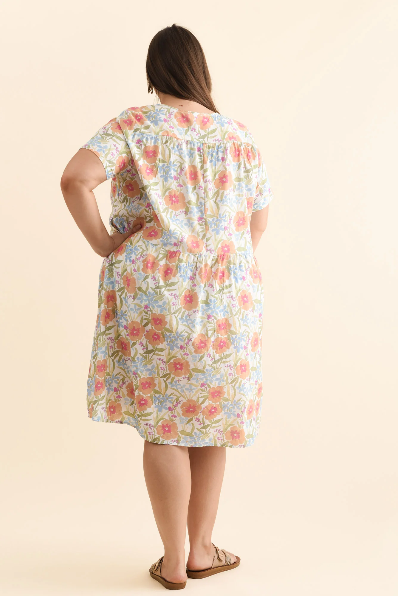 Murano Orange Flower Cotton Dress - Image 11