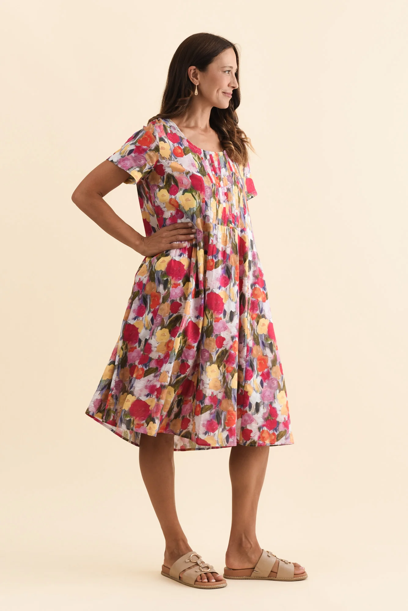 Murano Pink Floral Cotton Dress - Image 3