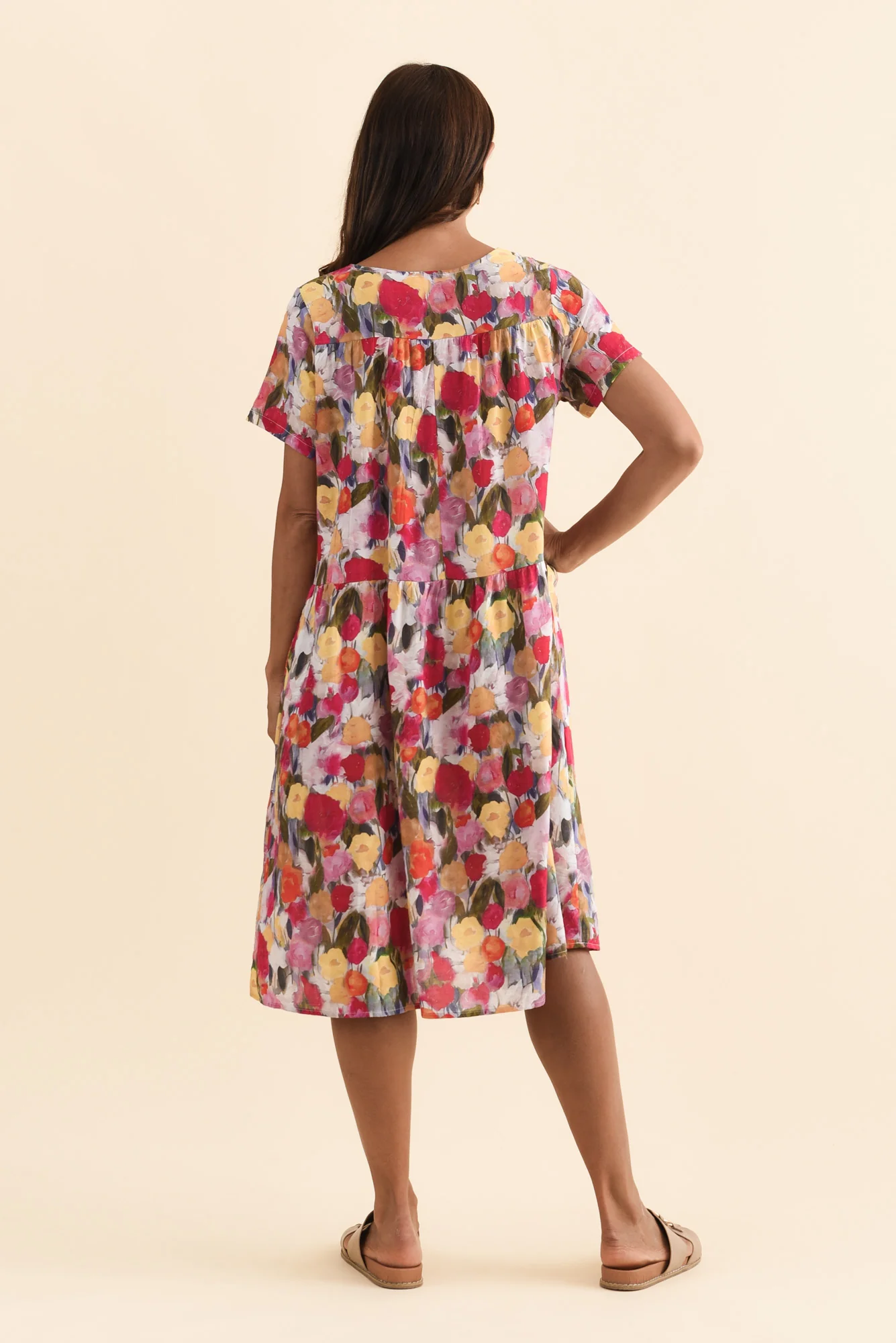 Murano Pink Floral Cotton Dress - Image 4