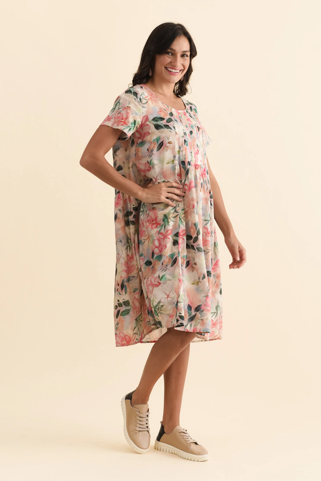 Murano Pink Wildflower Cotton Dress - Image 3