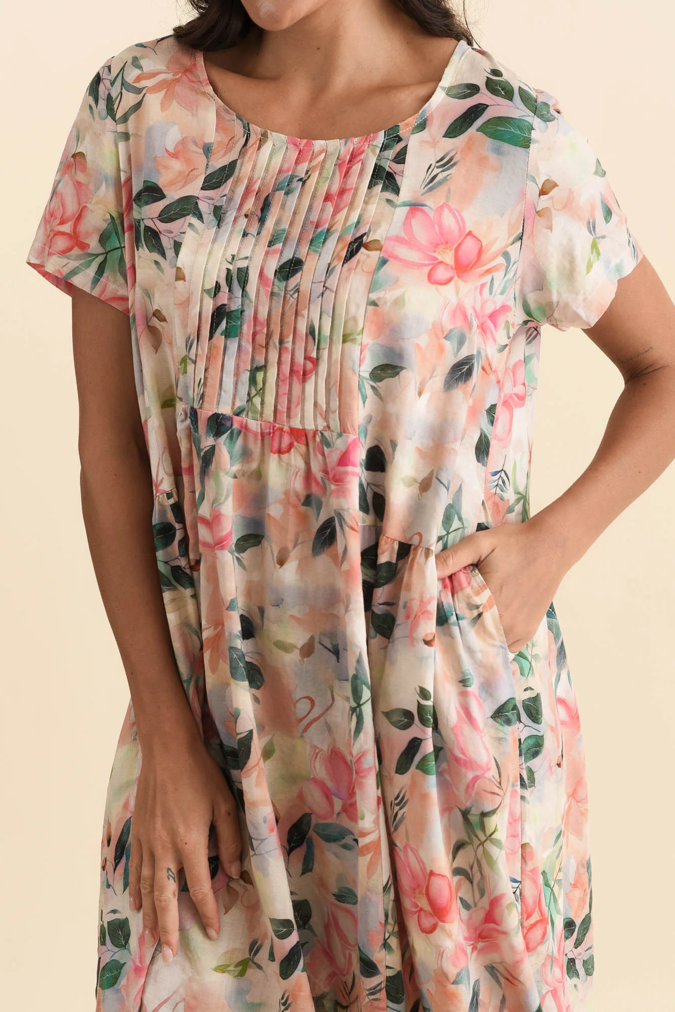 Murano Pink Wildflower Cotton Dress - Image 5
