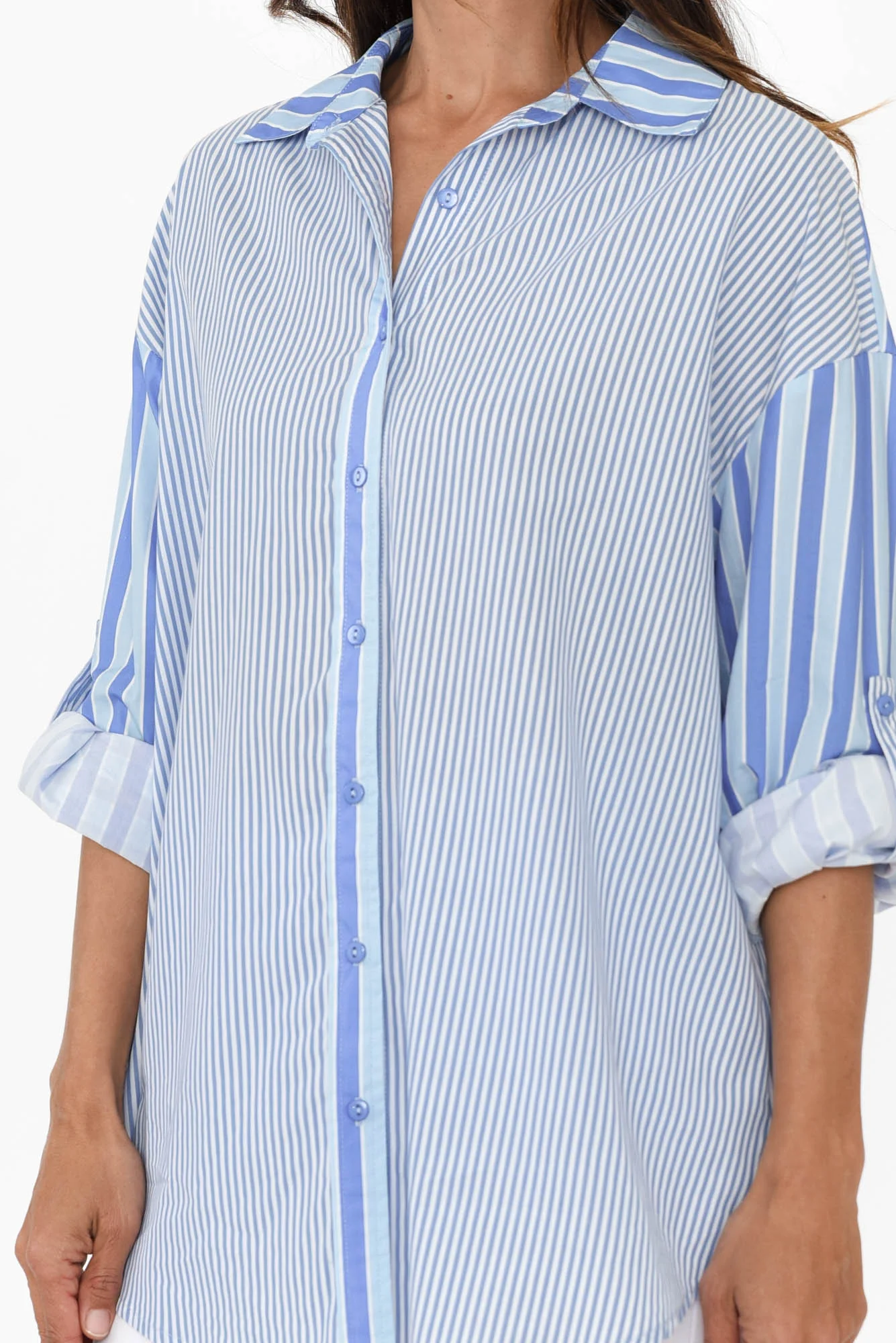 Myla Blue Stripe Cotton Shirt - Image 5