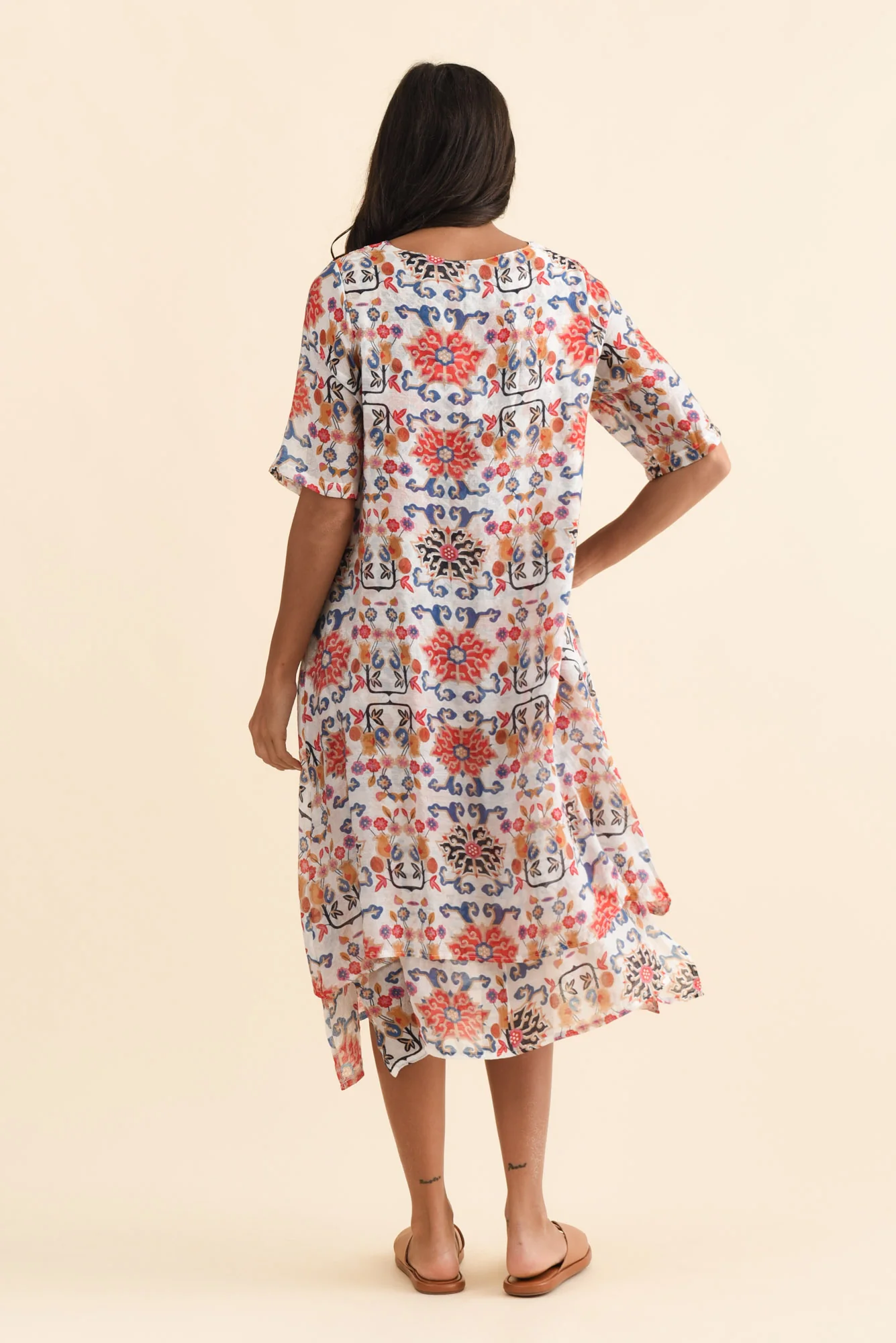 Nala Orange Floral Layers Dress - Image 4