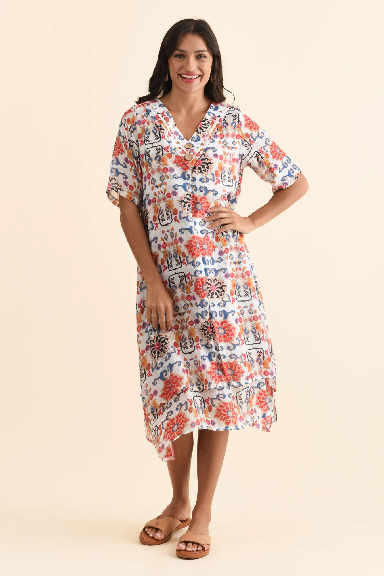 Nala Orange Floral Layers Dress - Image 6