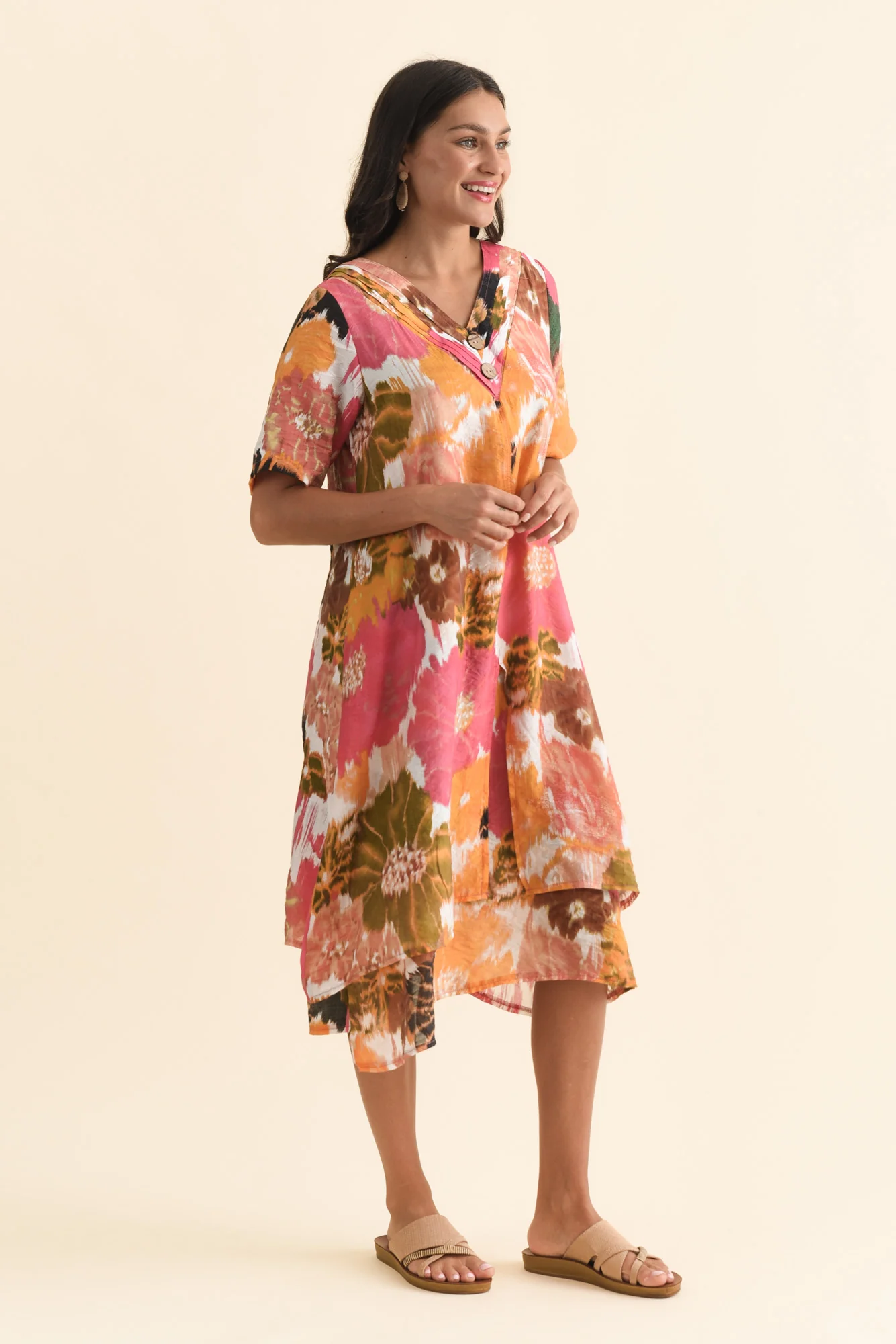 Nala Pink Flower Layers Dress - Image 3