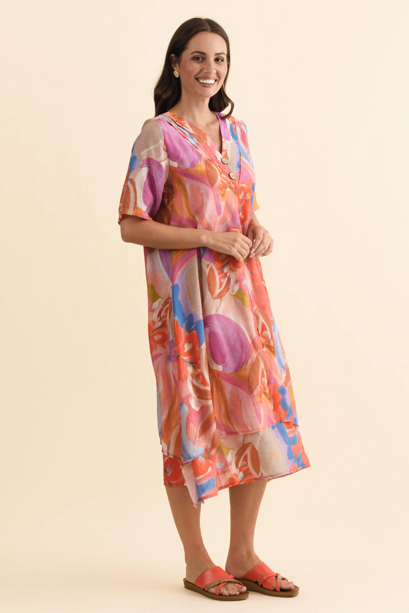 Nala Rust Abstract Layers Dress - Image 3