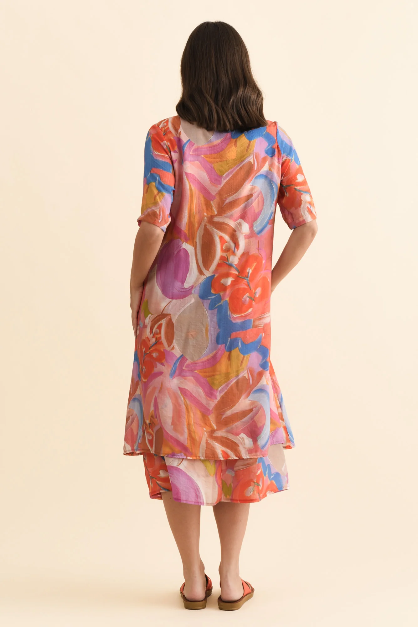 Nala Rust Abstract Layers Dress - Image 4