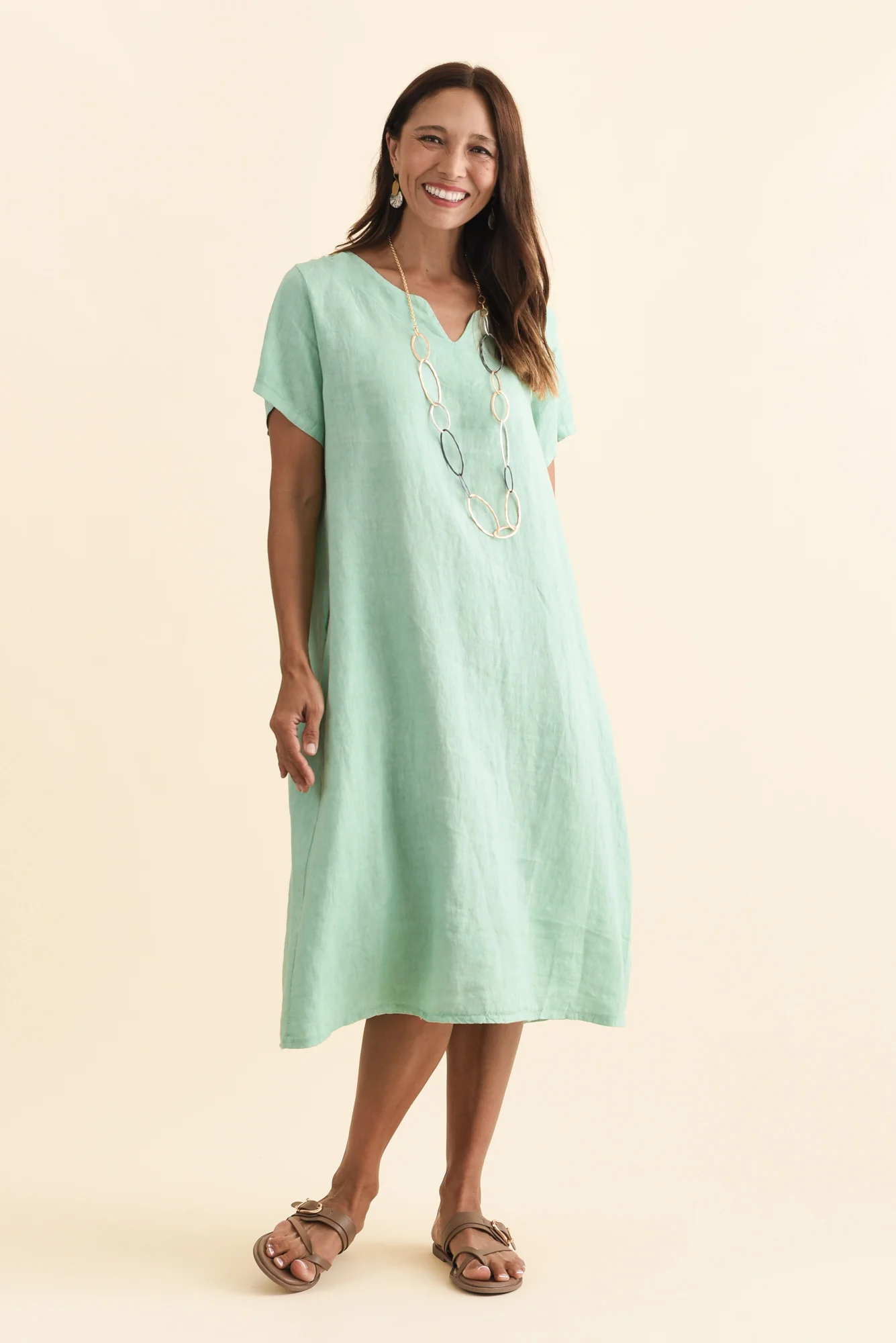 Nara Aqua Linen Pocket Dress - Image 6