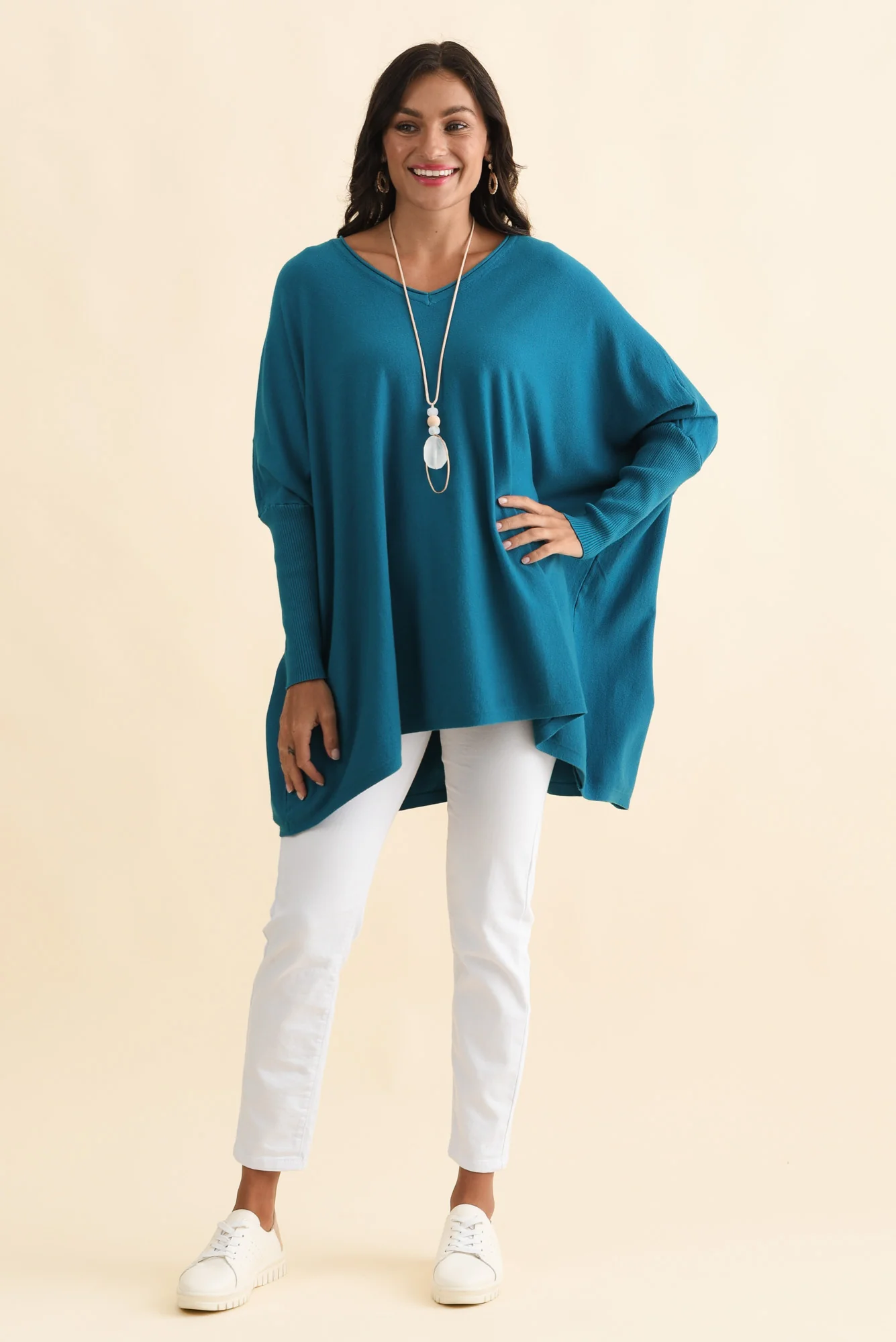 Nastia Teal Wool Blend Jumper - Image 3