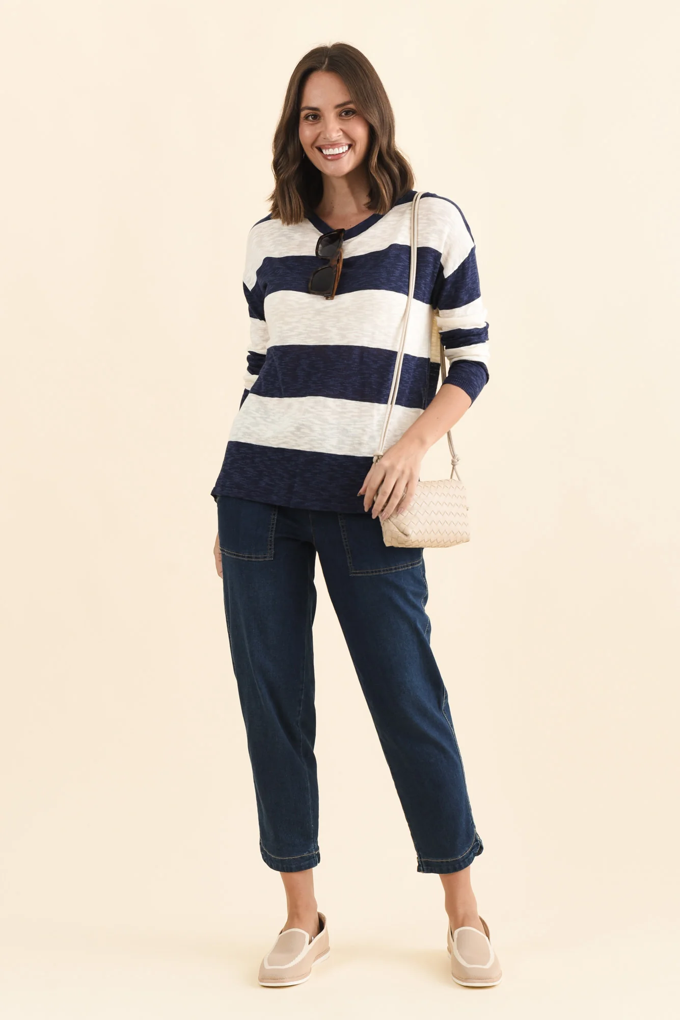 Natasha Dark Navy Stripe Knit Top - Image 3