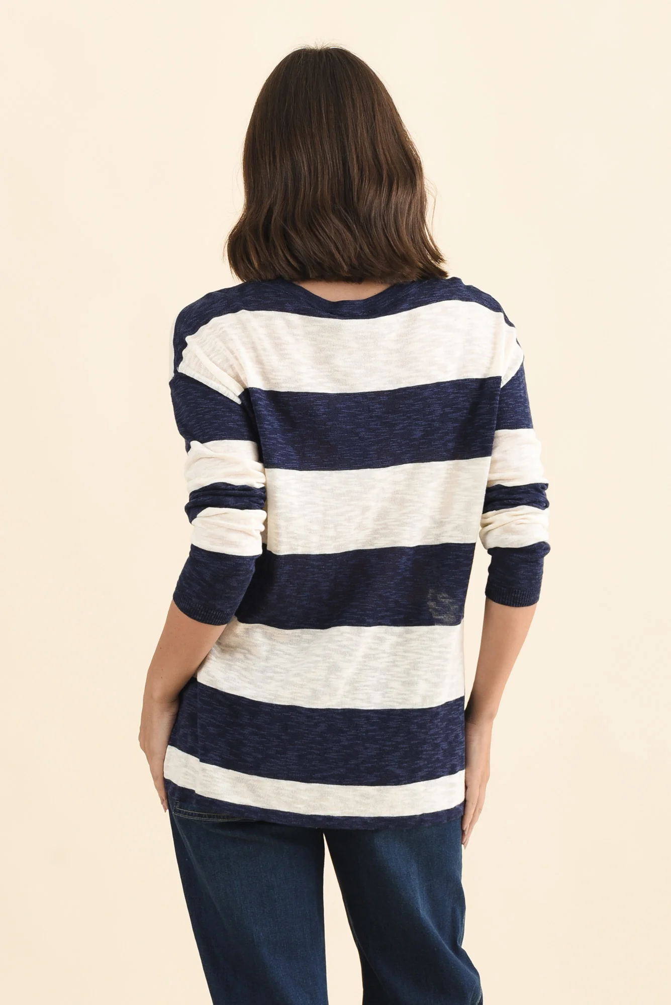 Natasha Dark Navy Stripe Knit Top - Image 5