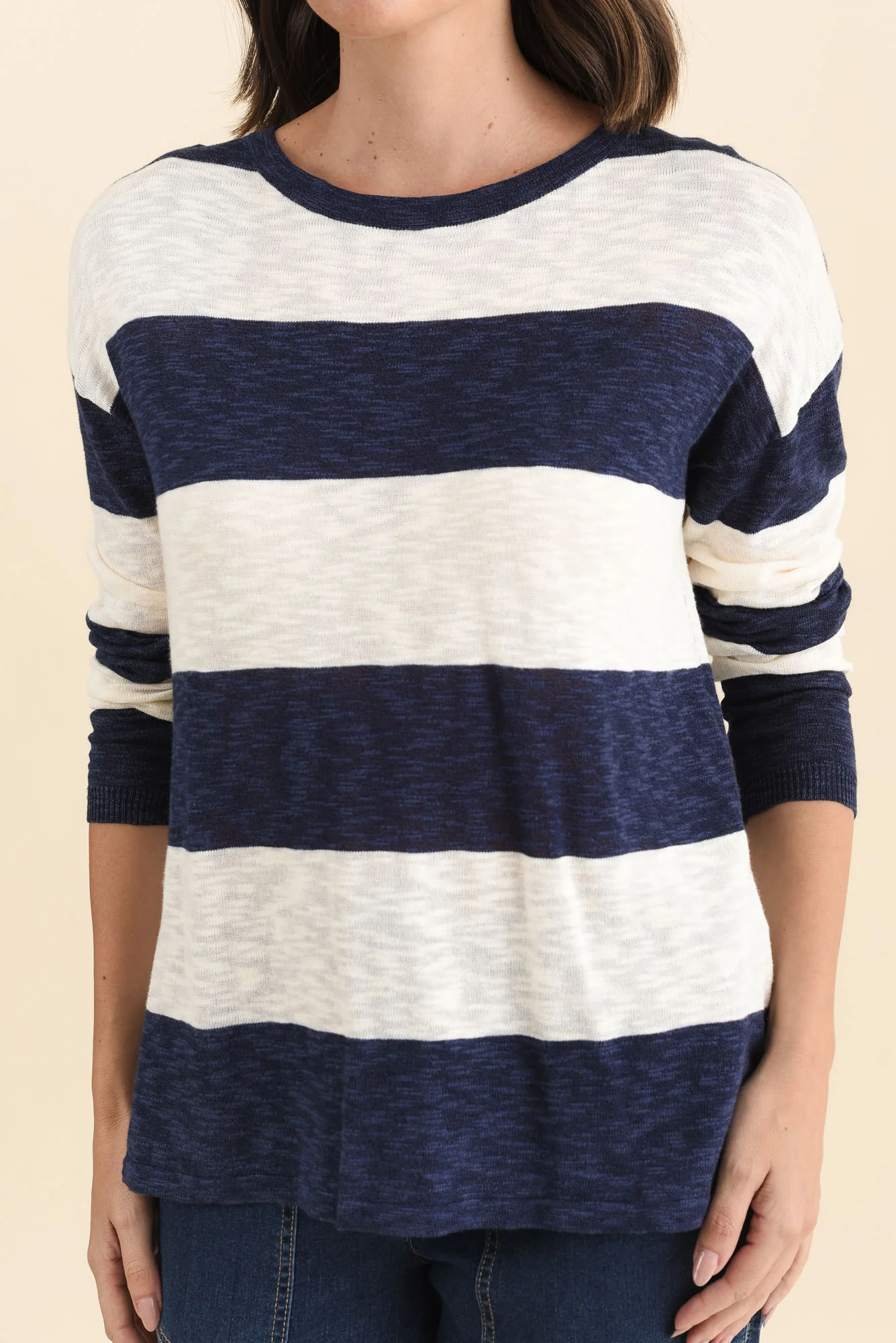 Natasha Dark Navy Stripe Knit Top - Image 6