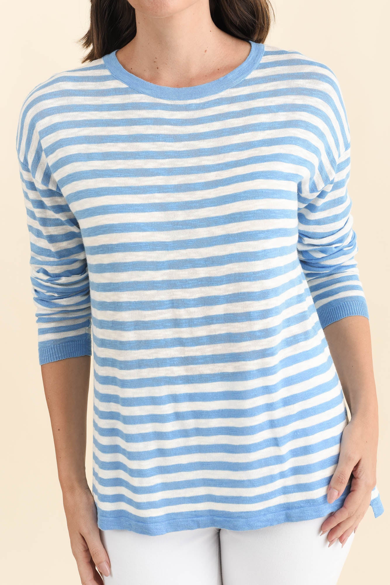 Natasha Sky Blue Stripe Knit Top - Image 5