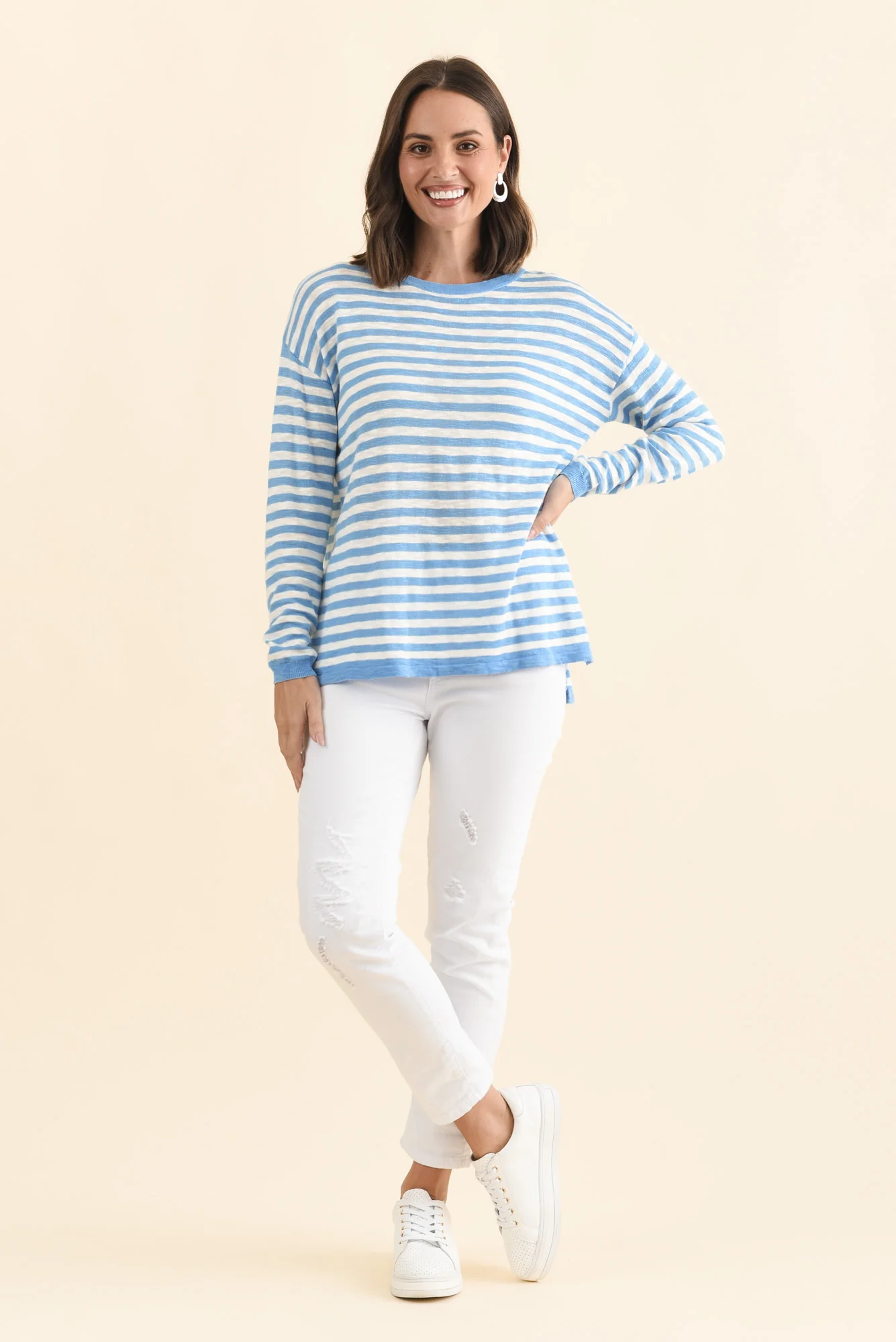 Natasha Sky Blue Stripe Knit Top - Image 6