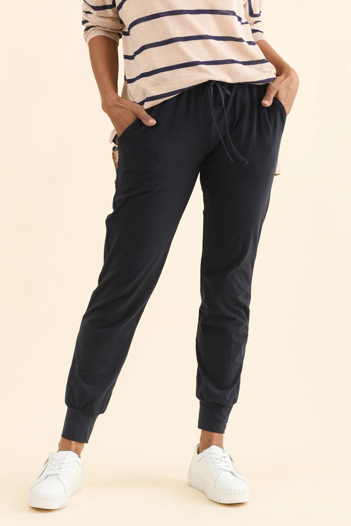 Navy Cotton Everyday Tie Sweatpants - Image 2