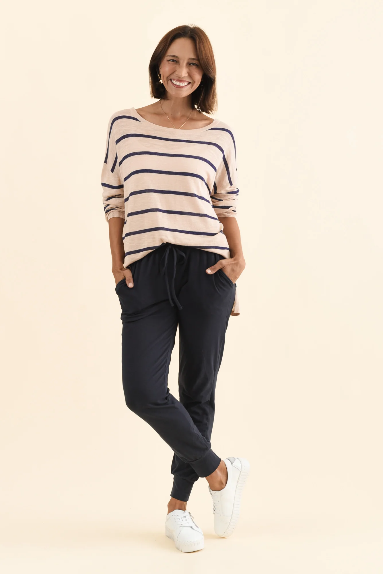 Navy Cotton Everyday Tie Sweatpants - Image 3
