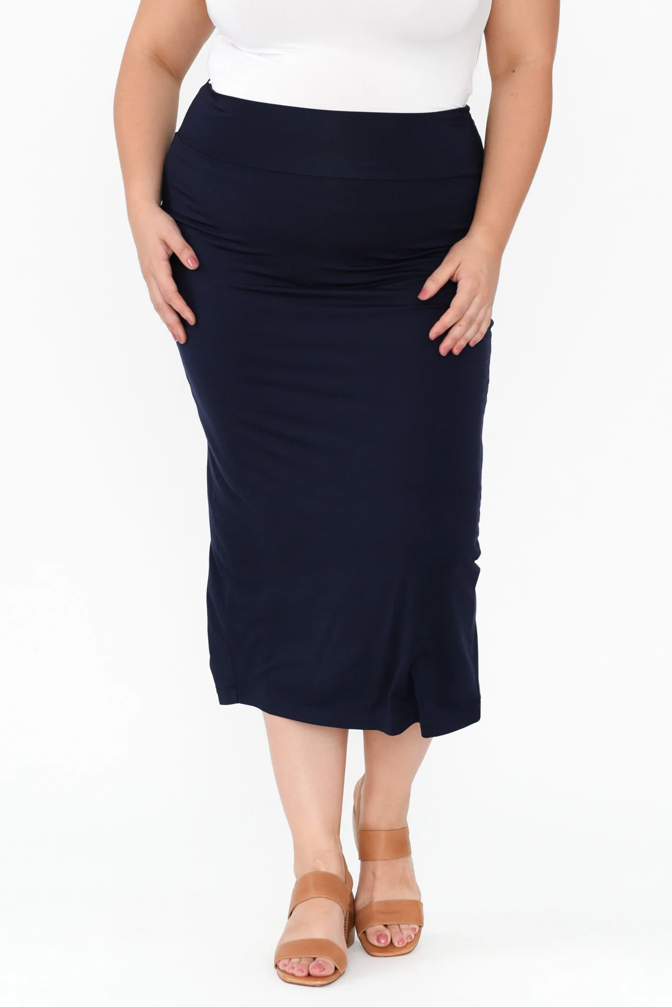 Navy Bamboo Maxi Tube Skirt - Image 10