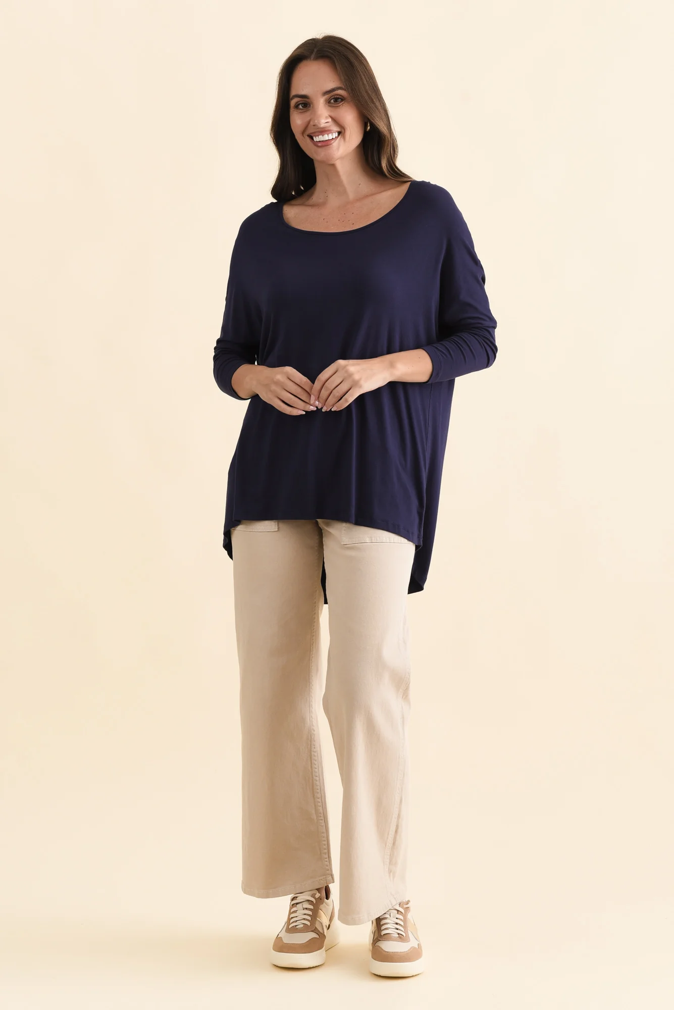 Navy Milan 3/4 Sleeve Top - Image 7