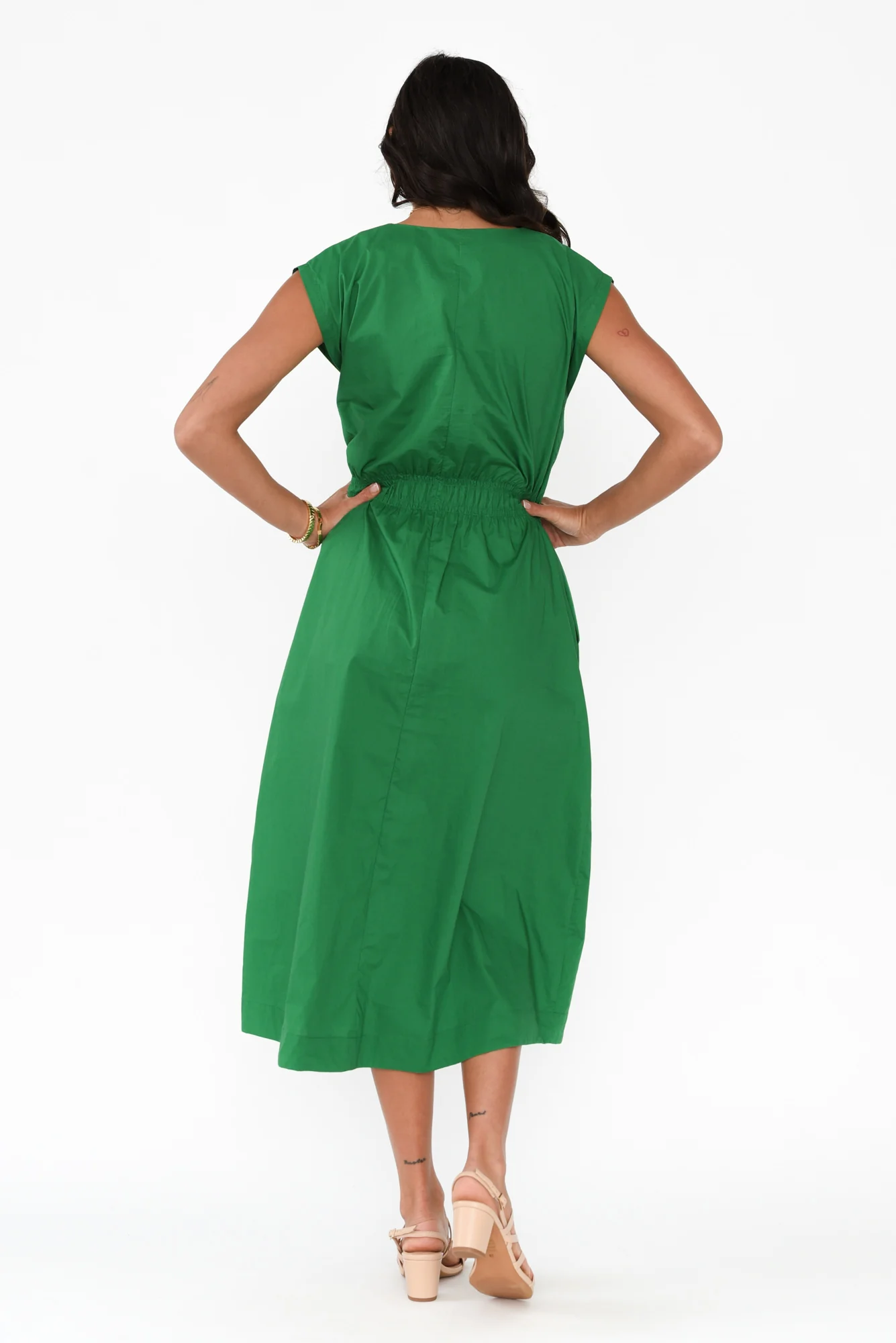 Nelly Green Cotton Midi Dress - Image 4