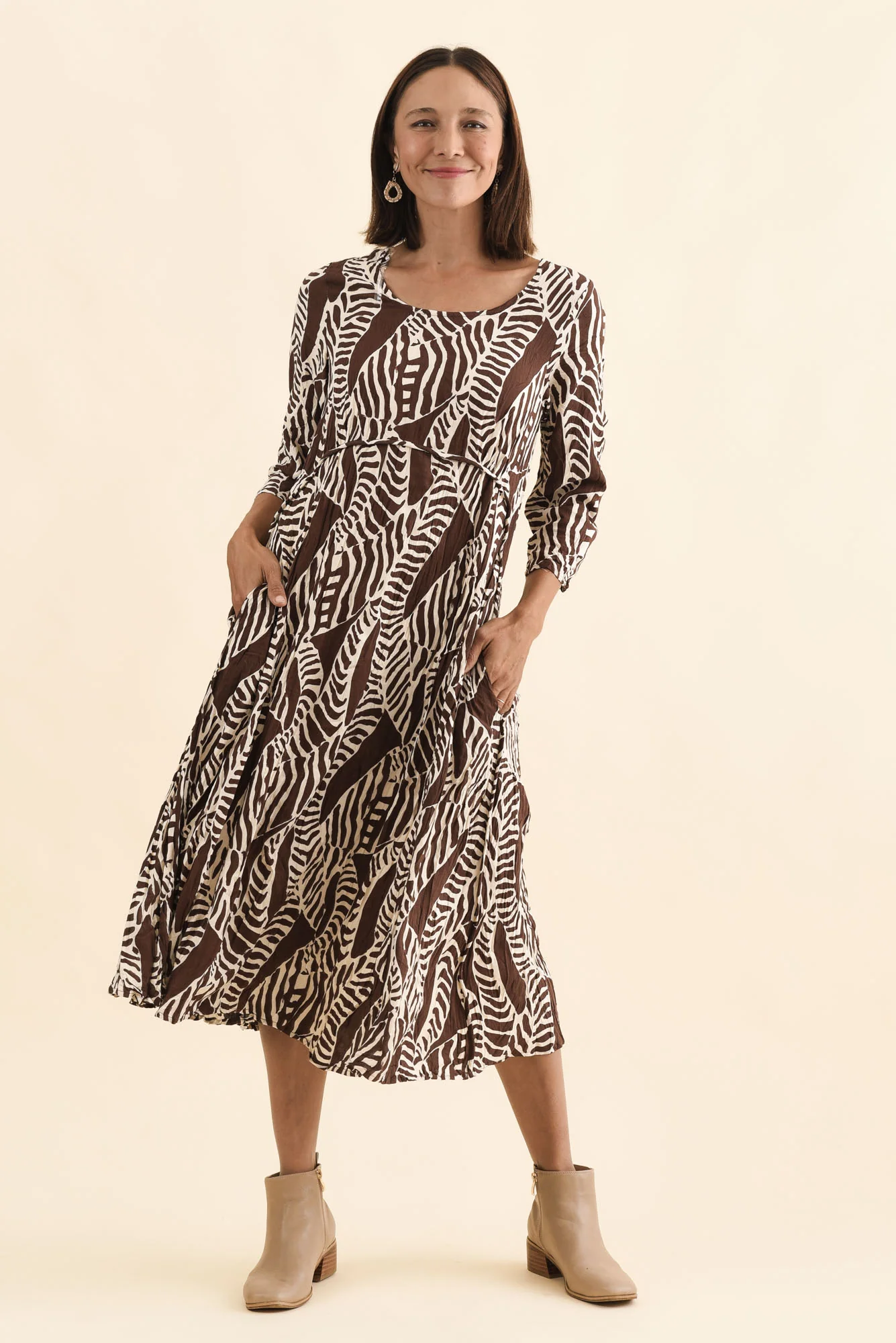 Nessa Brown Leaf Crescent Dress - Image 7
