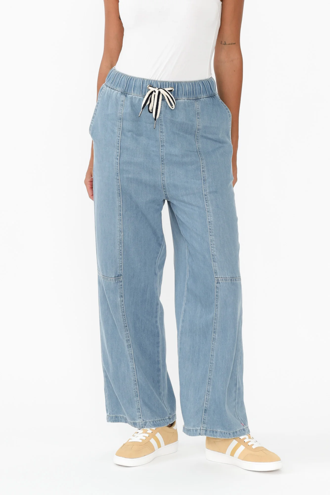Neve Light Blue Lyocell Drawstring Pants - Image 8