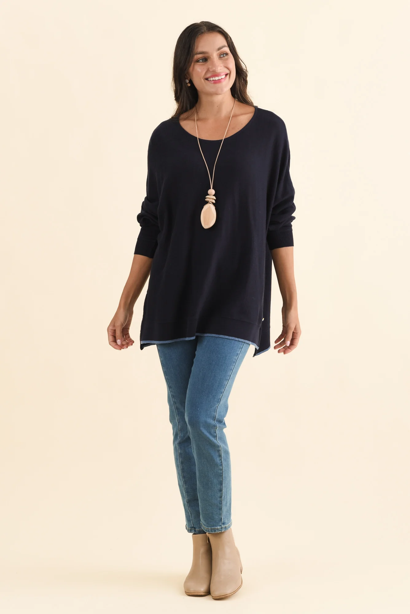 Nick Navy Organic Cotton Knit Jumper - Image 2