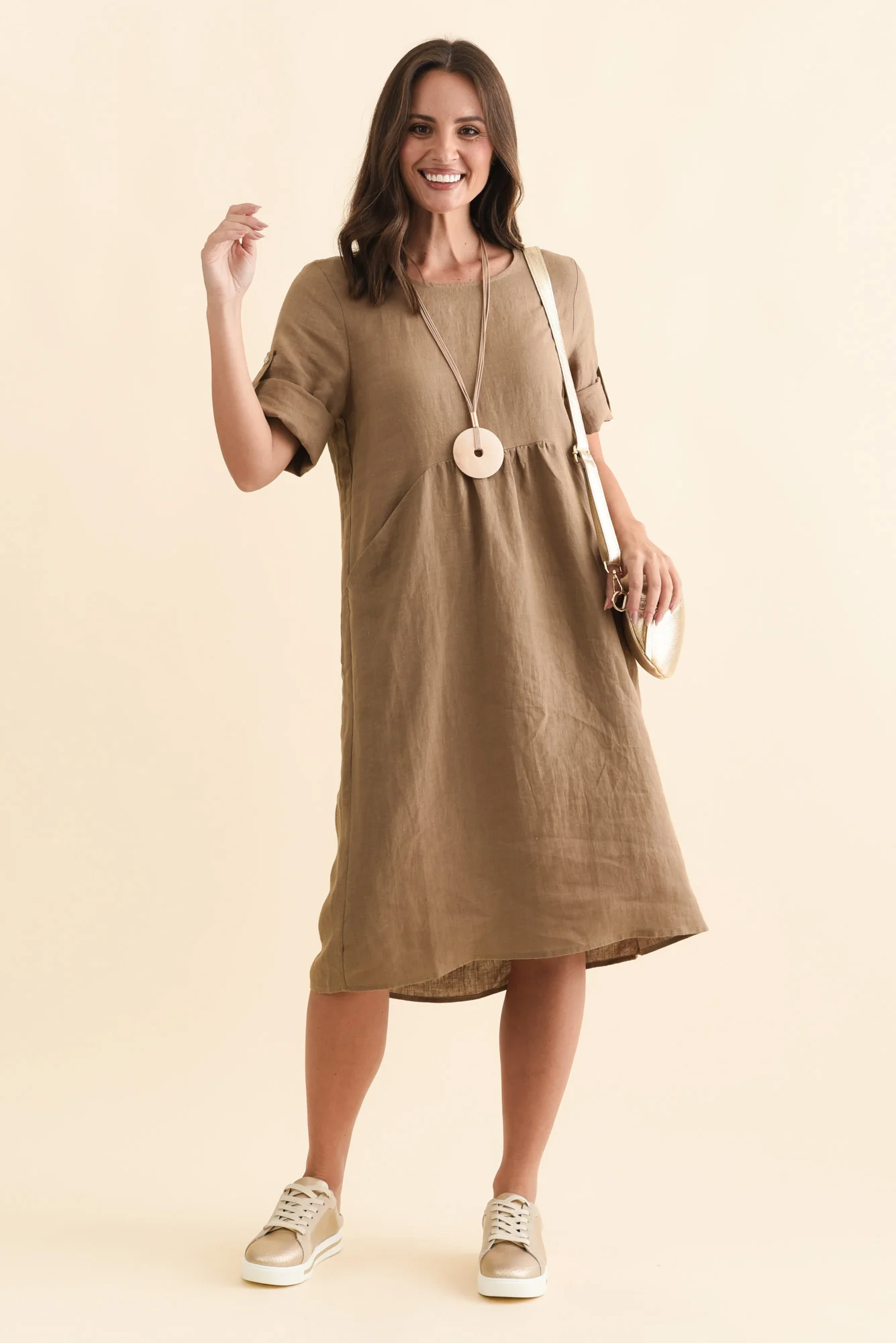 Nolita Chocolate Linen Pocket Dress - Image 2