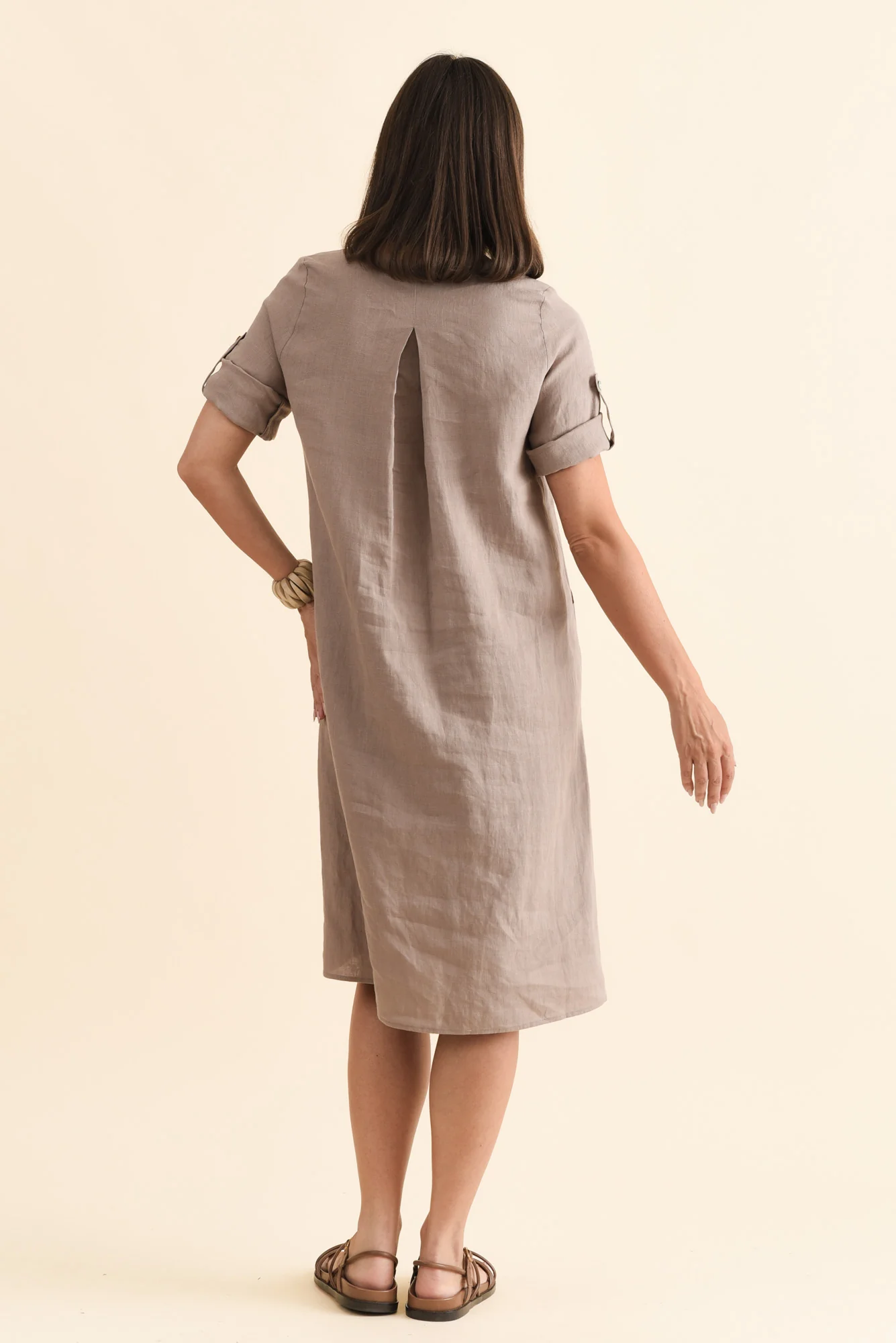 Nolita Mocha Linen Pocket Dress - Image 4