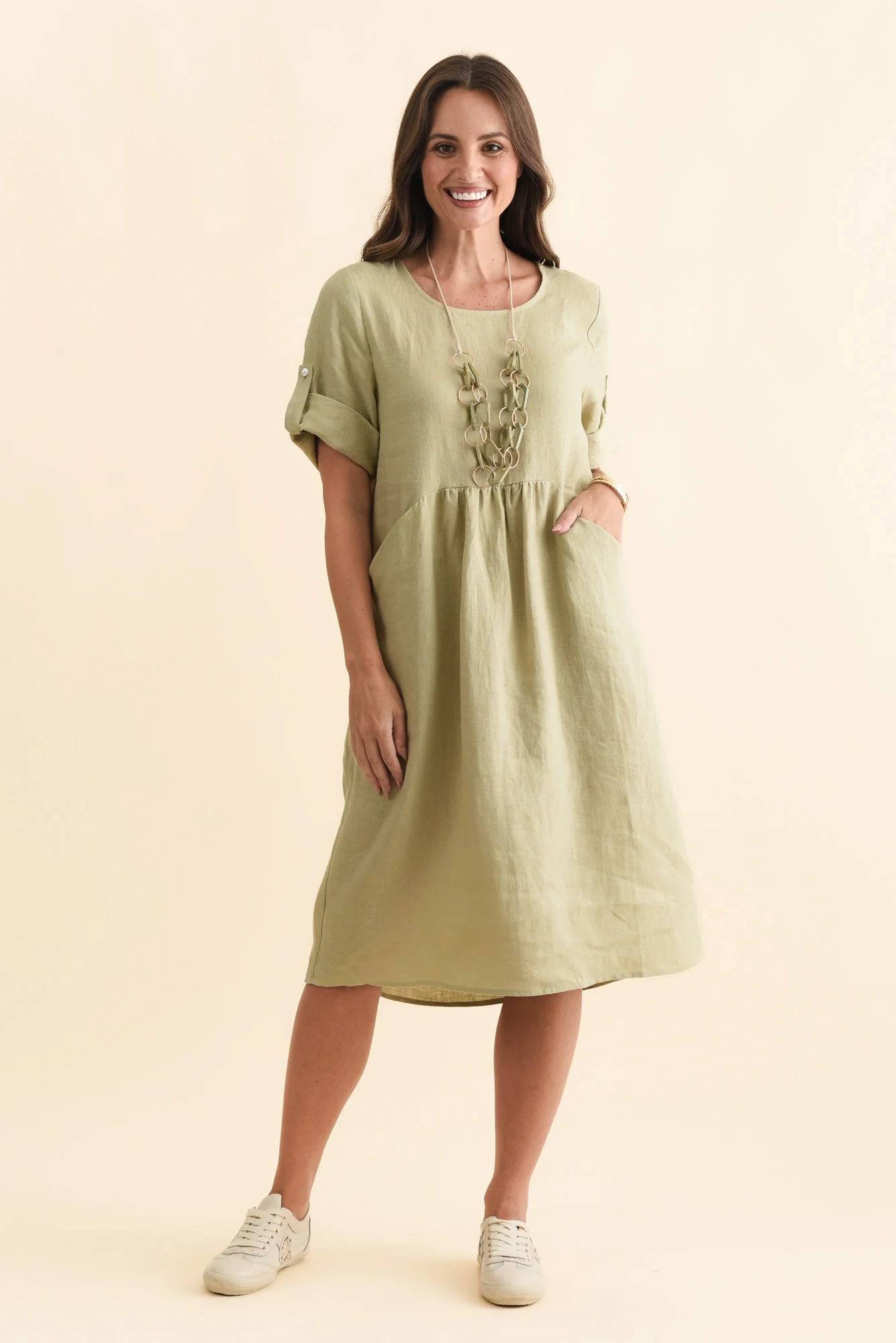 Nolita Sage Linen Pocket Dress