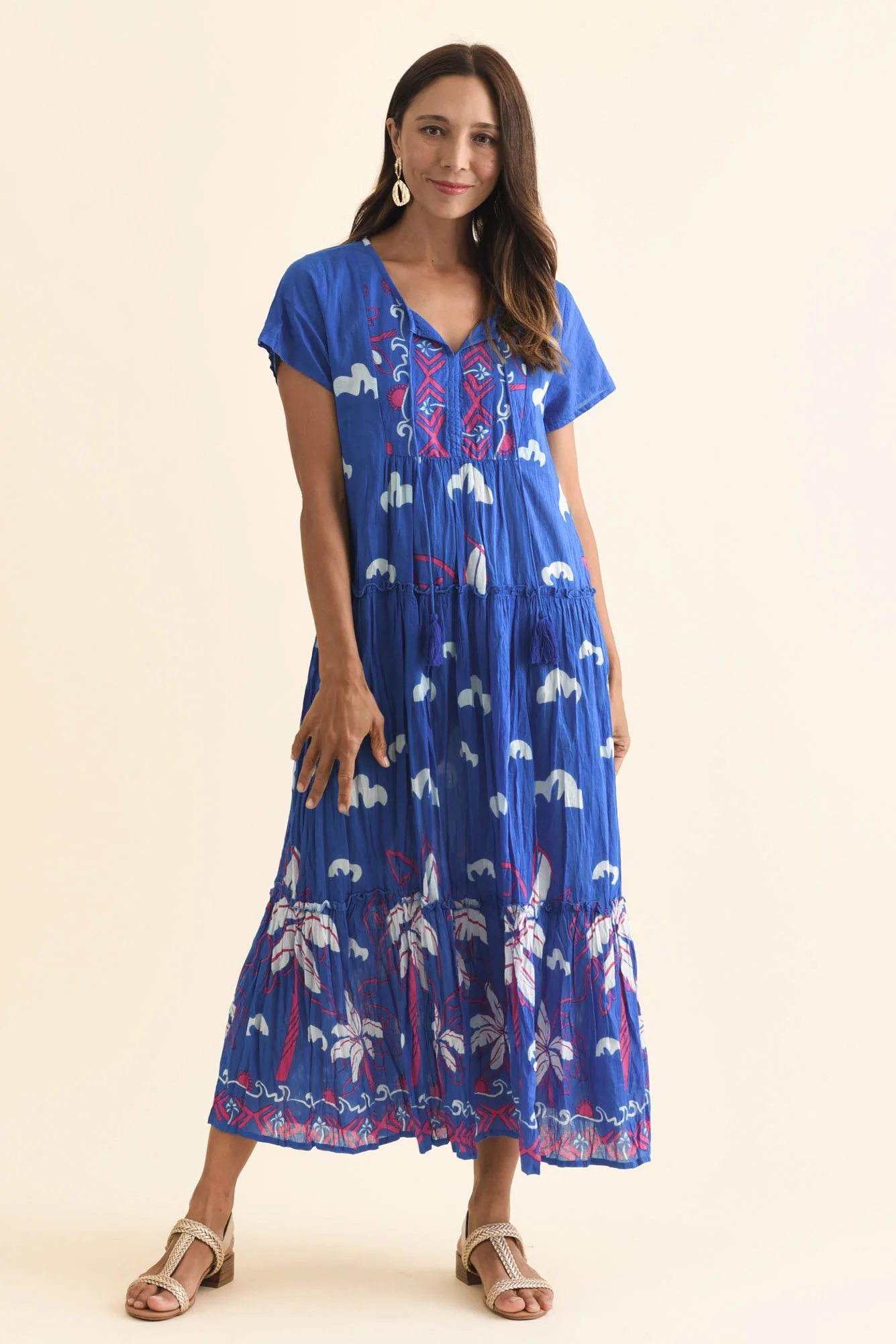 Nona Cobalt Seaside Crinkle Cotton Maxi Dress - Image 2