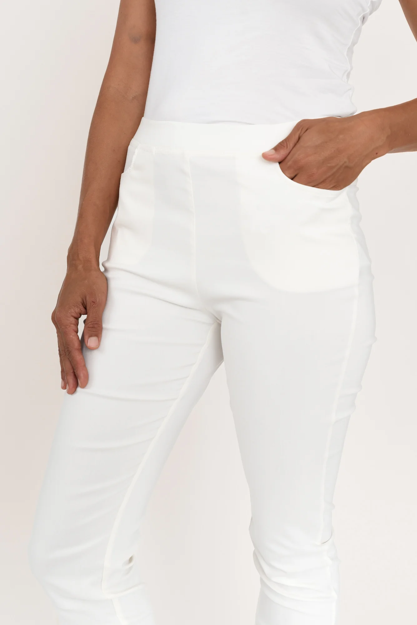 Nora White Stretch Pants - Image 4