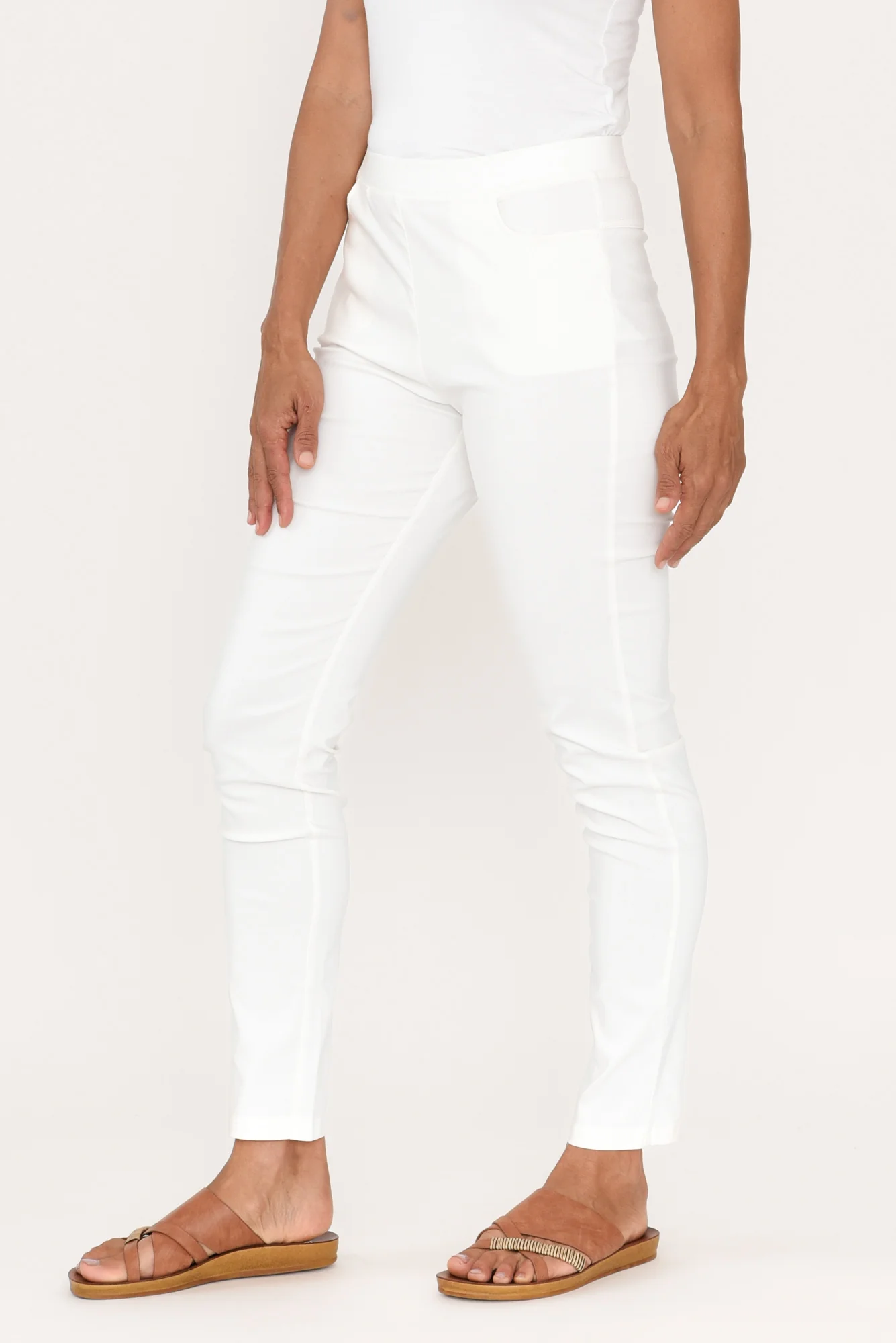 Nora White Stretch Pants - Image 5
