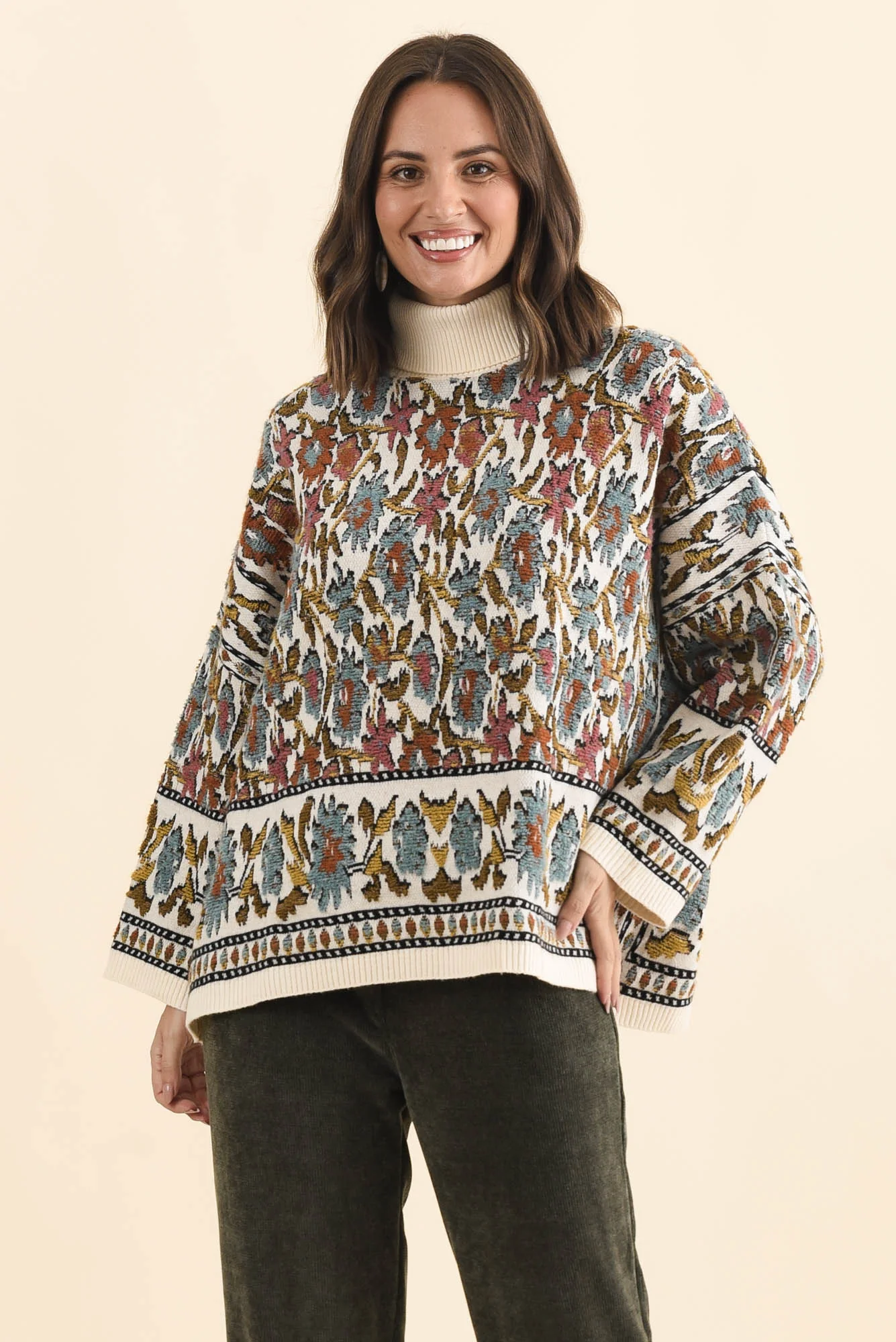 Nordin Cream Motif Knit Jumper