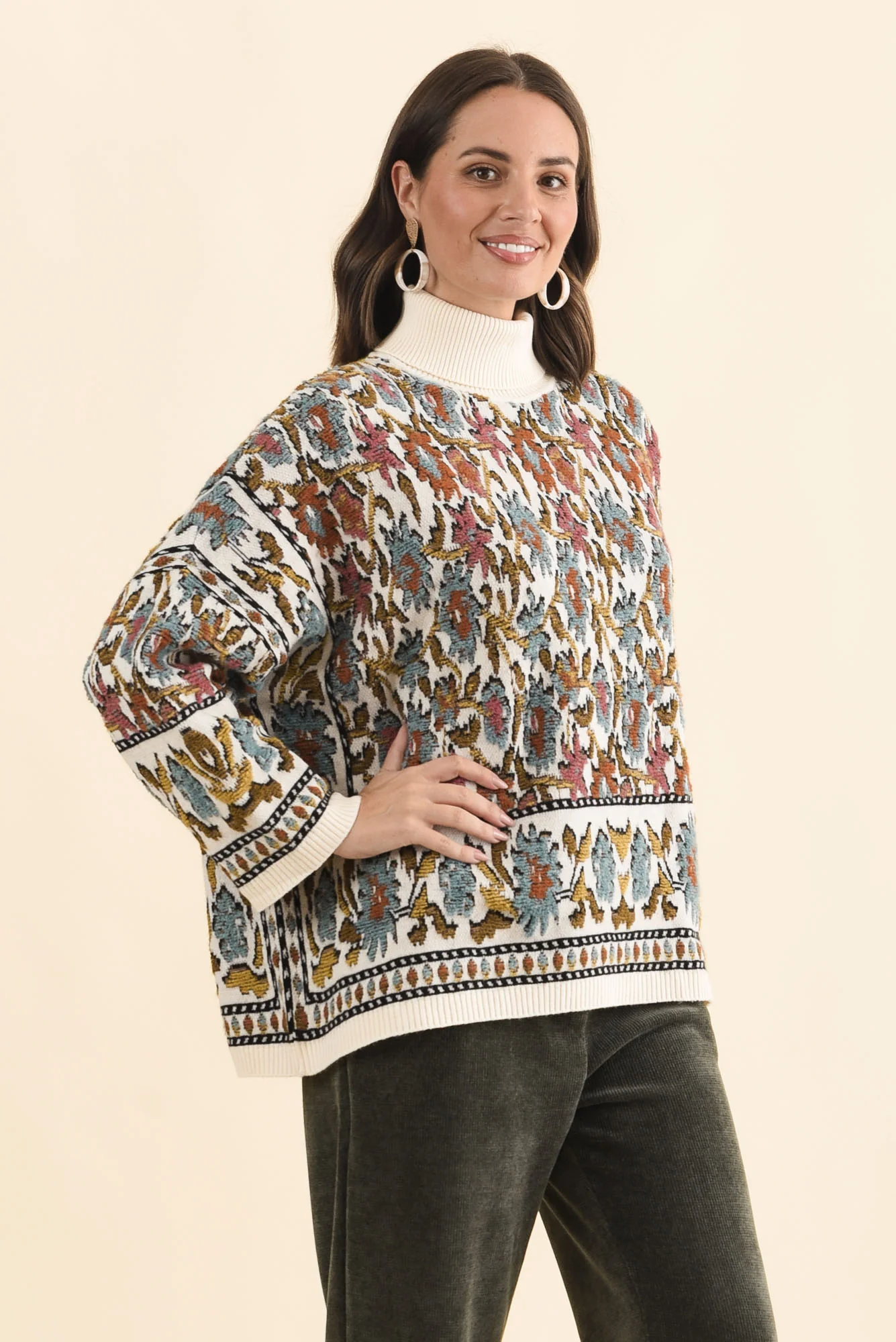 Nordin Cream Motif Knit Jumper - Image 3