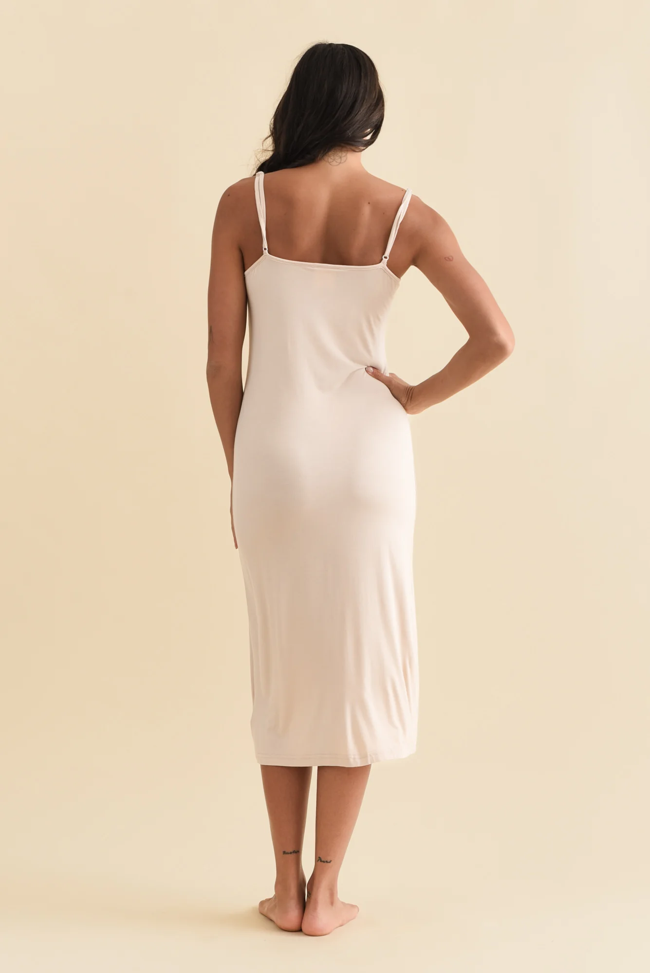 Nude Bamboo Midi Slip Dress - Image 4