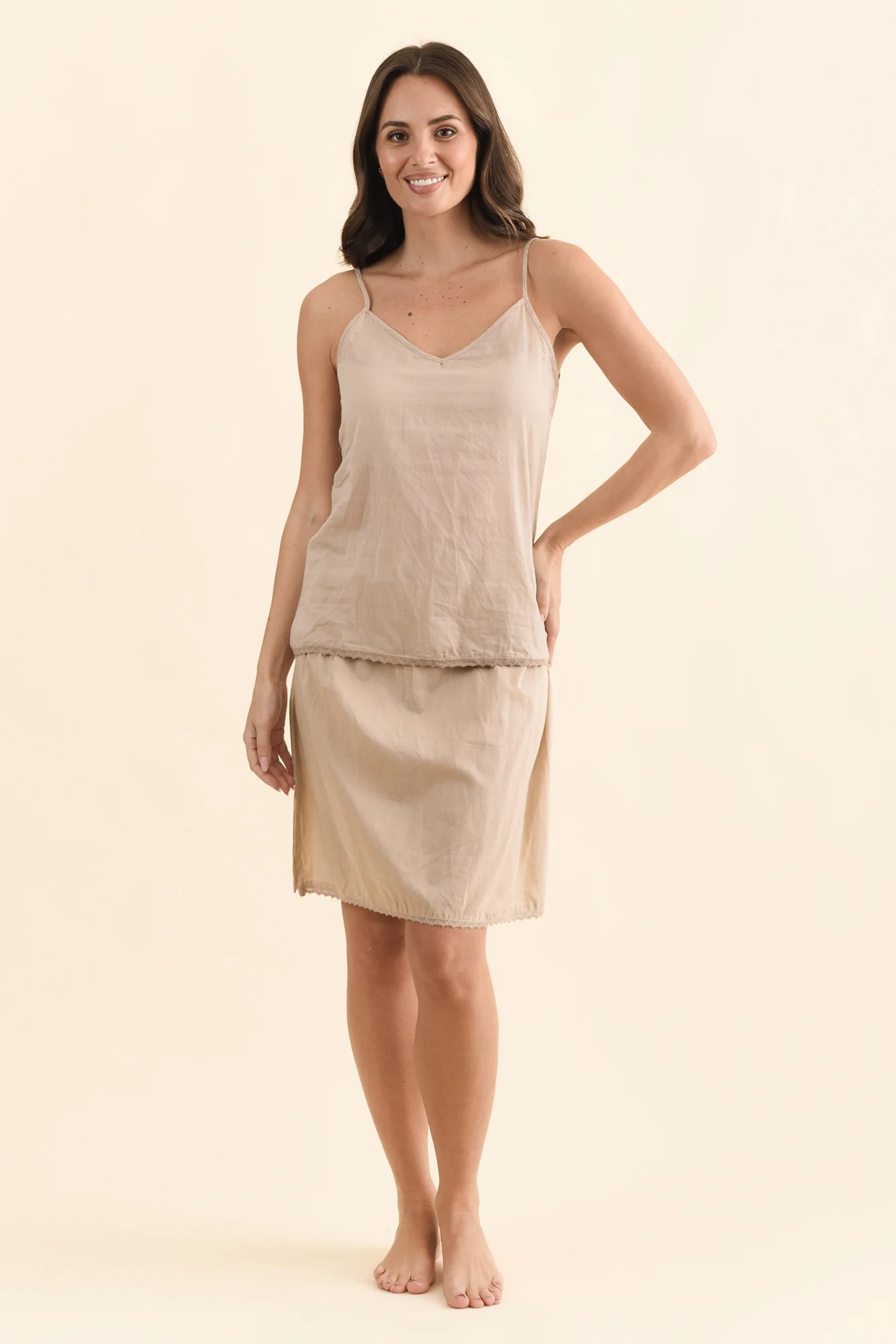 Nude Cotton Slip Cami - Image 2