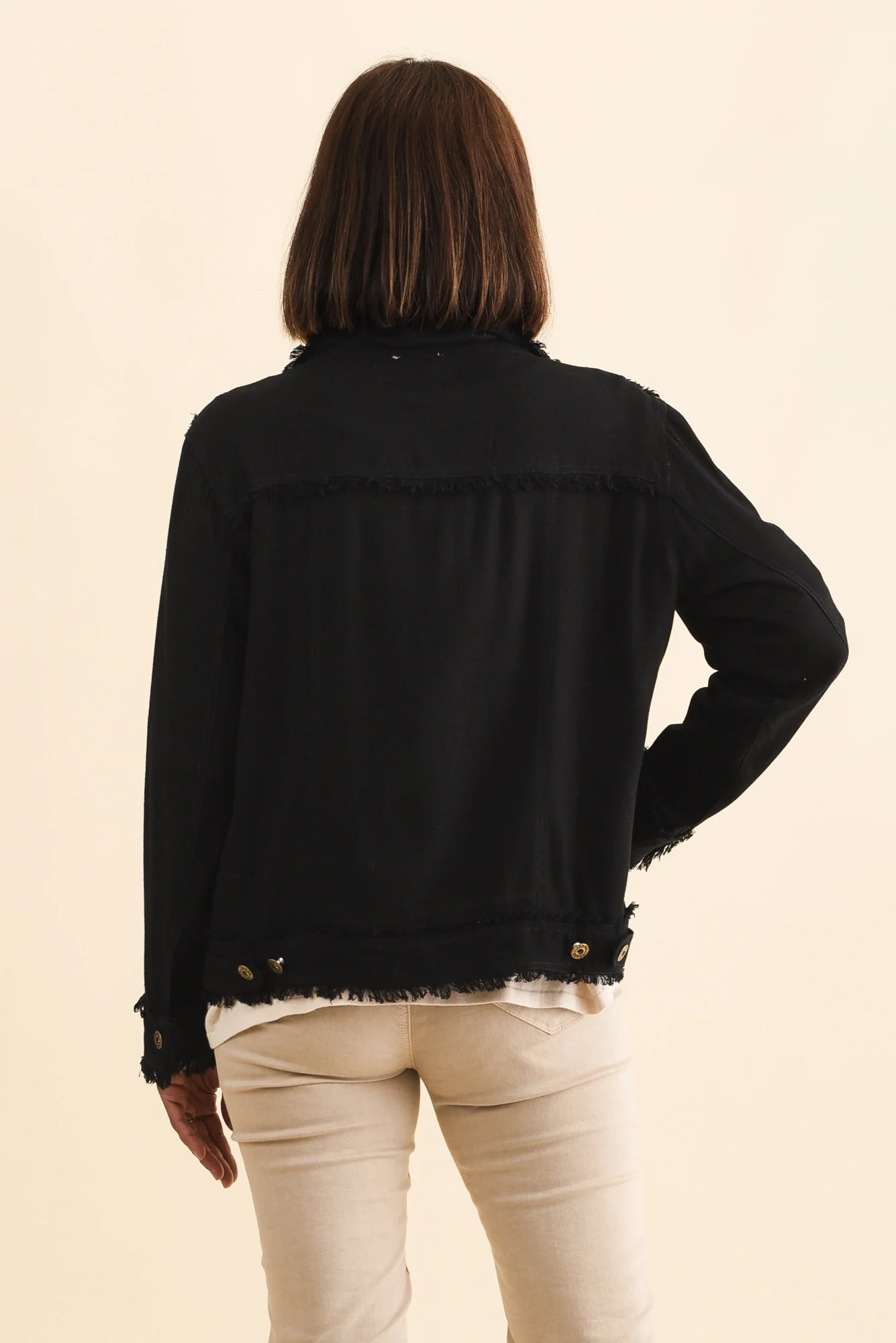 Oakley Black Linen Frayed Jacket - Image 4