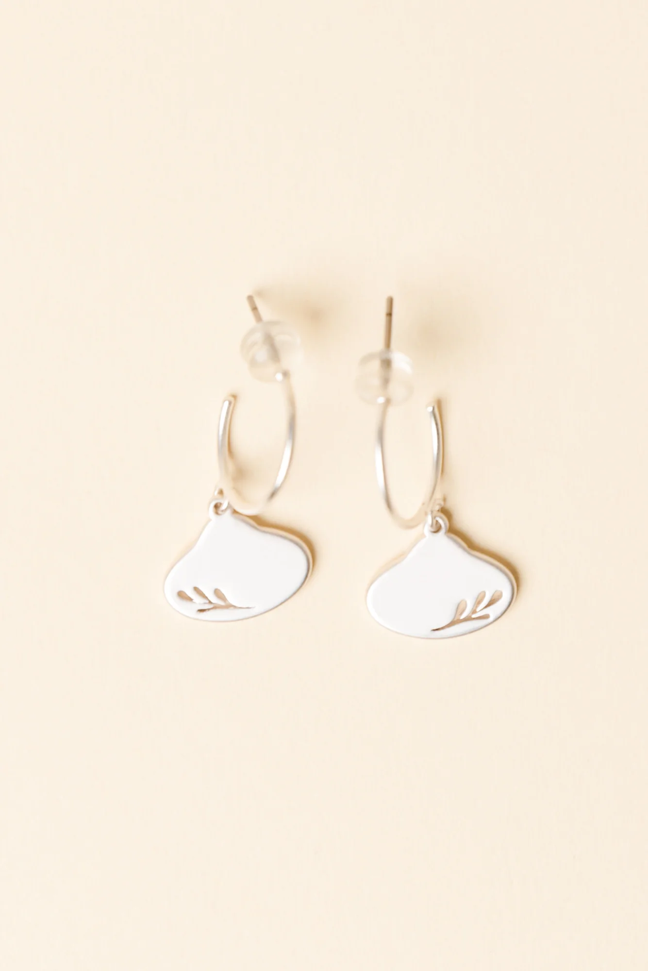 Odilia Silver Leaf Hoop Earrings
