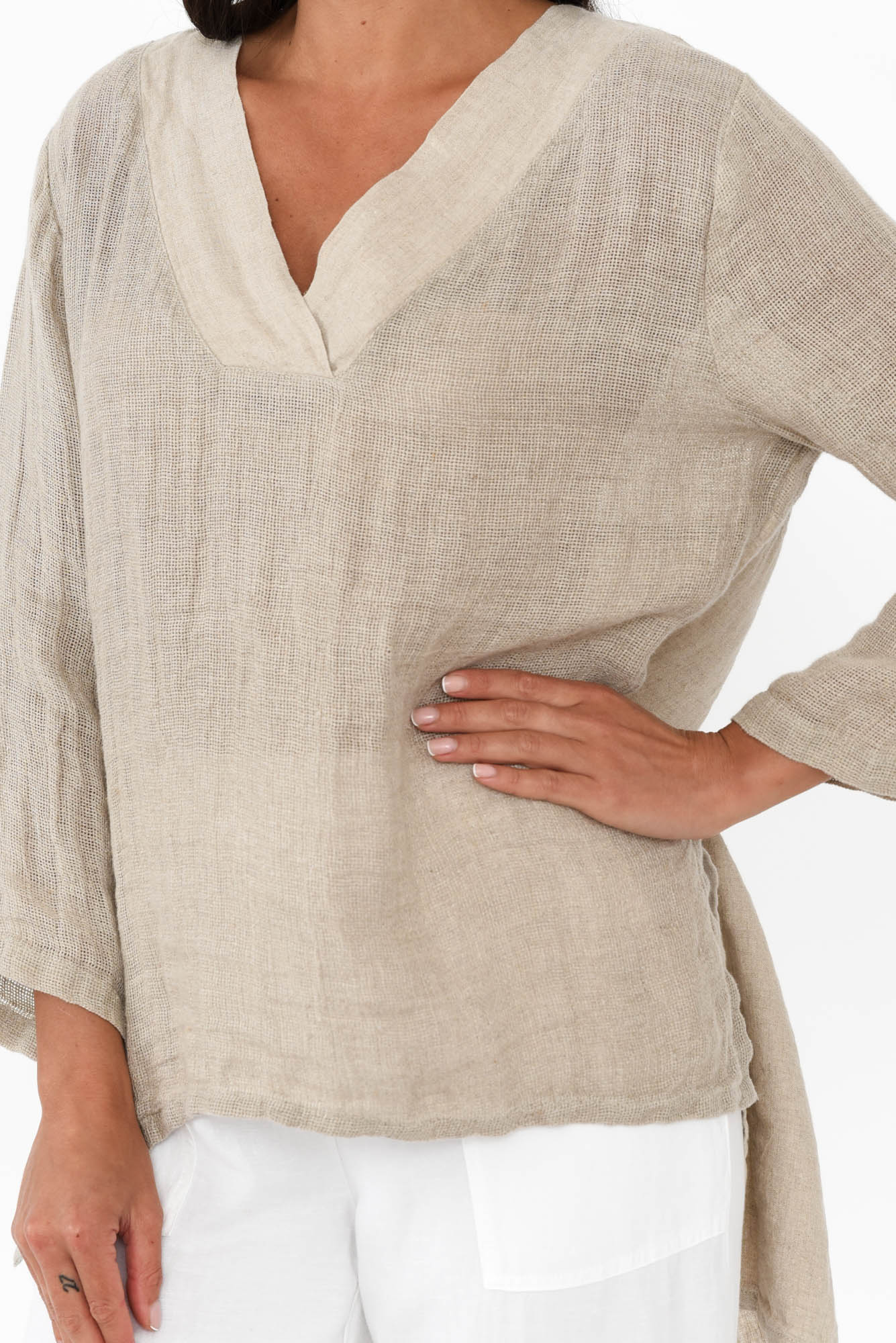 Ofi Natural Linen Tunic Top - Image 6
