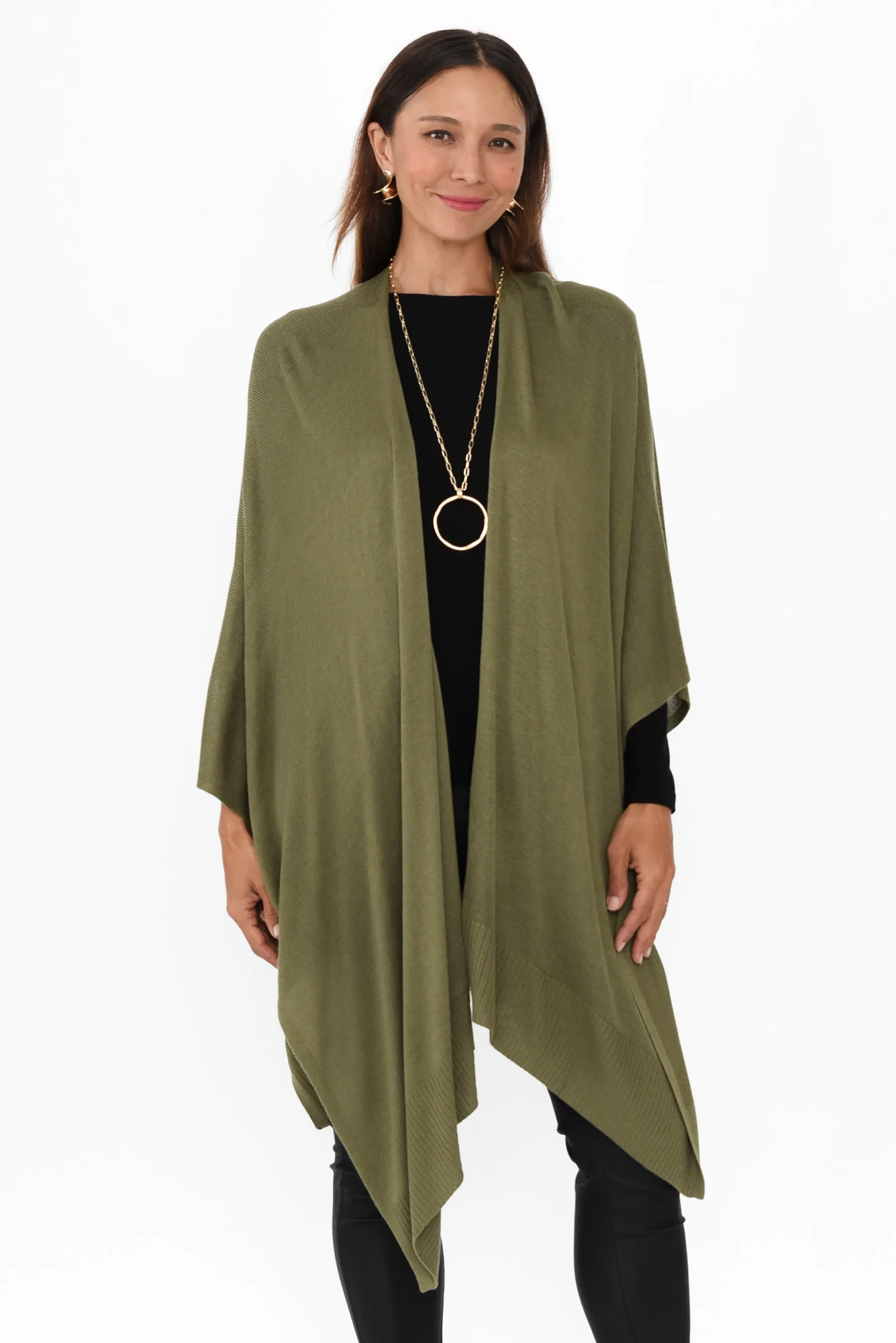 Olive Bamboo Cashmere Knit Wrap
